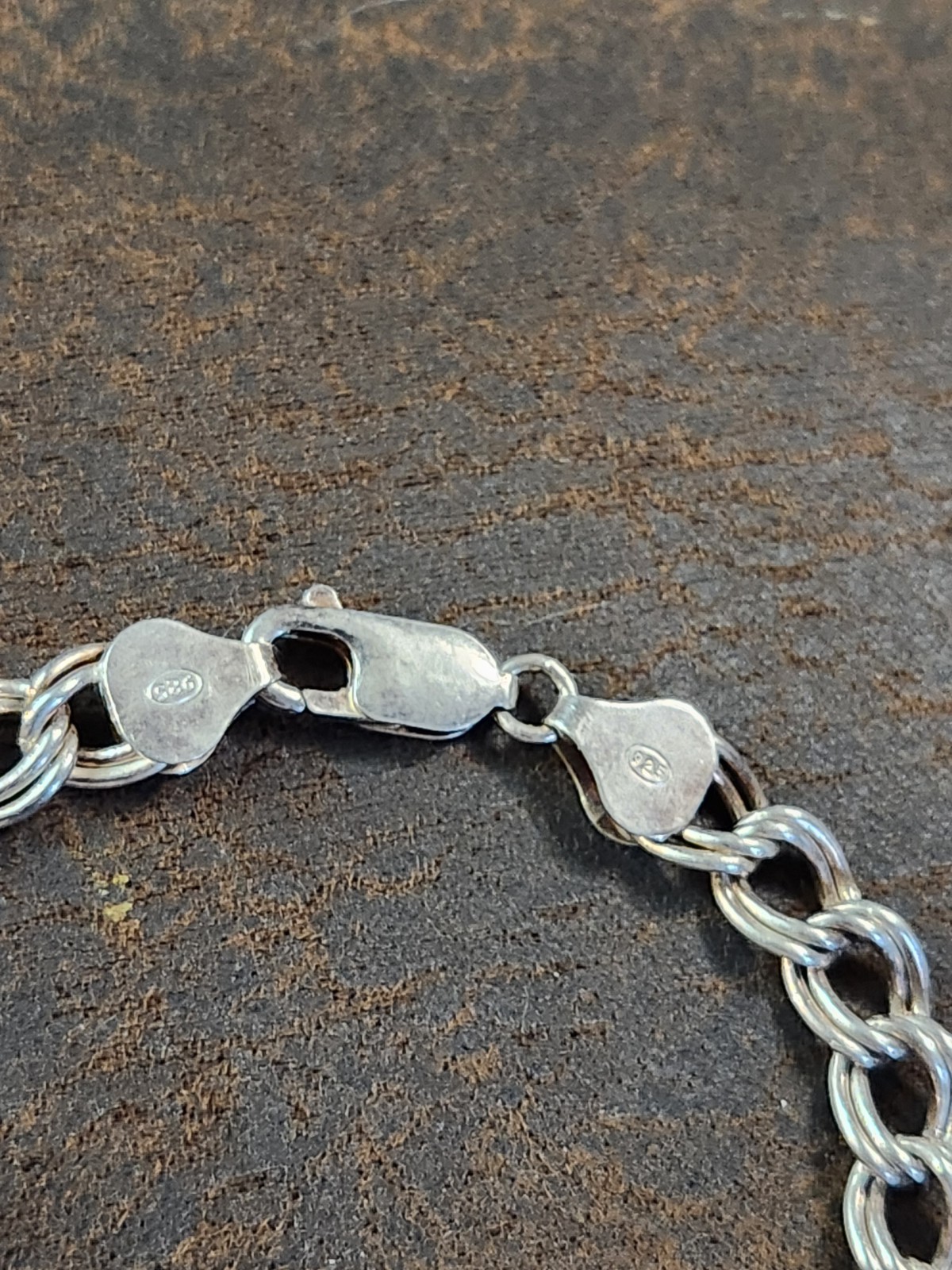 Vintage 925 Sterling Silver Double Link Bracelet Italy 6.75in 9.9g