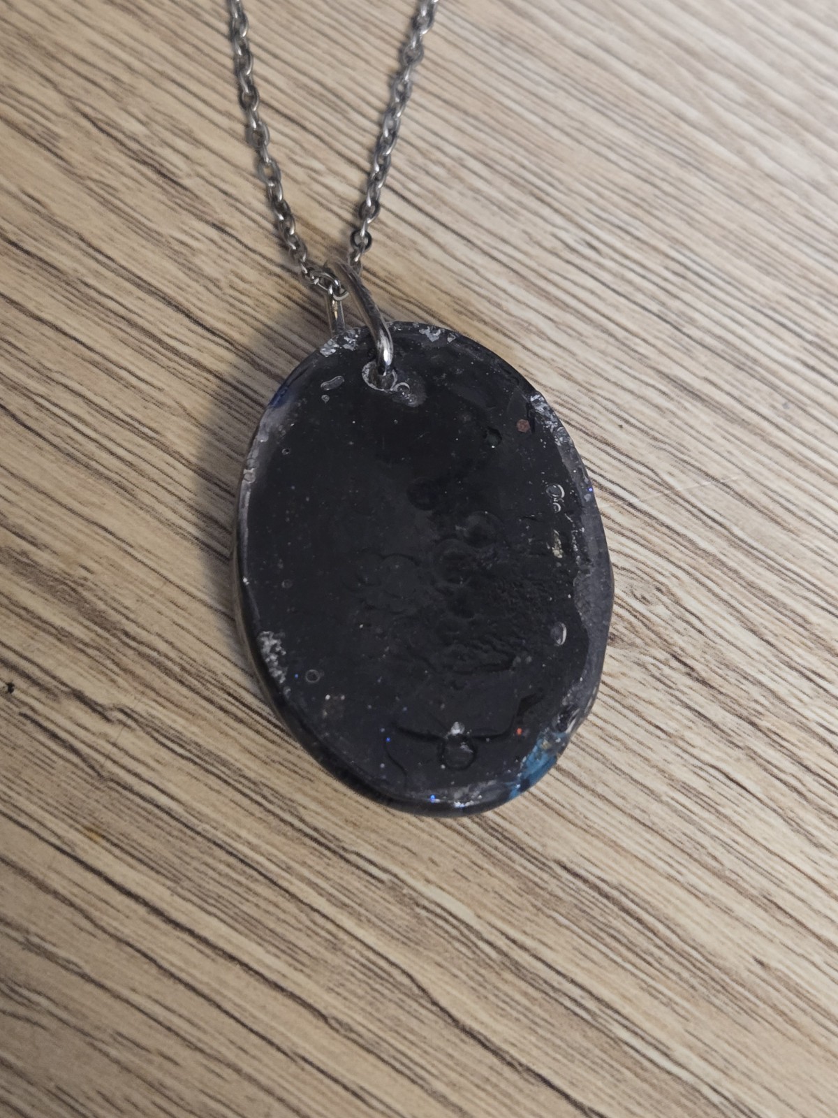 Turquoise Galaxy Resin Pendant Artisan Necklace 20 Inch Stainless Steel Chain