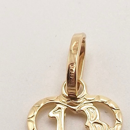 Solid 18k Gold Lucky 13 Thirteen Heart Charm Pendant Italy 750 New