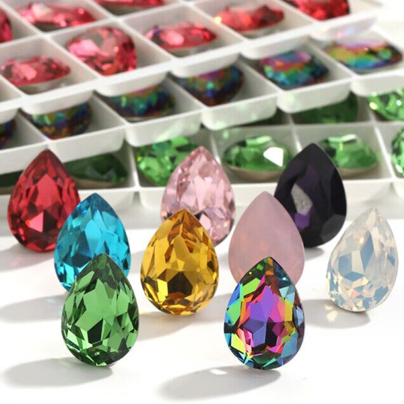 High grade K9 Crystal Glass Rhinestones Teardrop Color Faceted Beads Jewelrys