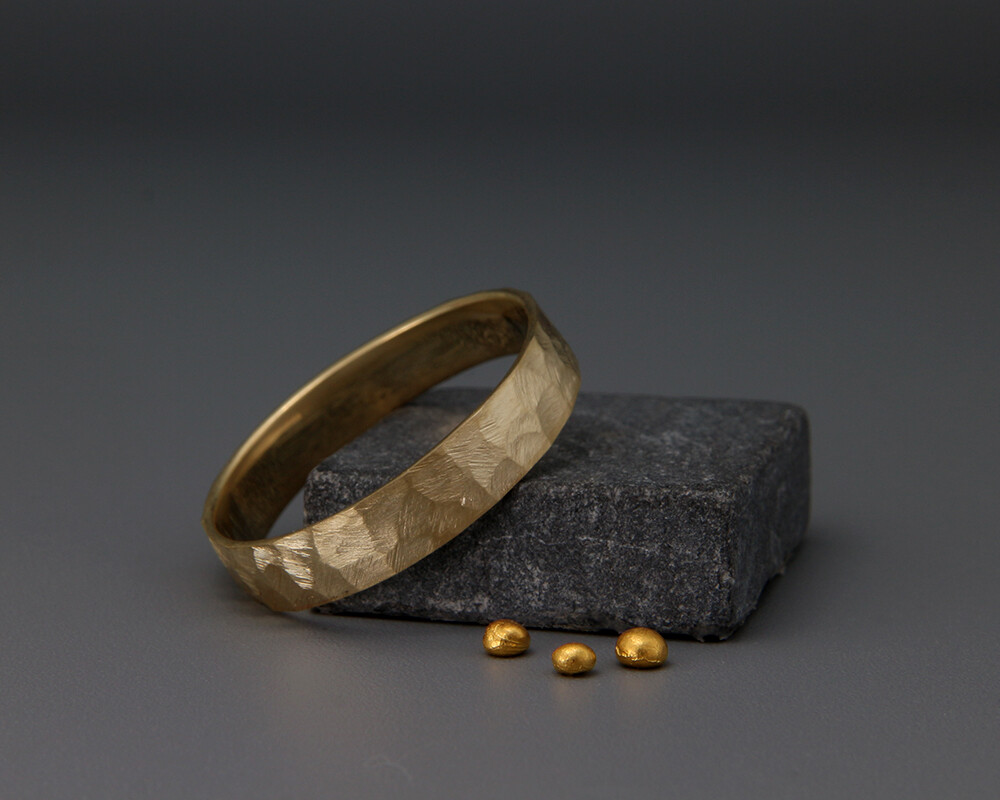14K Gold Rough Faceted Textured Men Wedding Band | 3mm 4mm 5mm 6mm 7mm 8mm