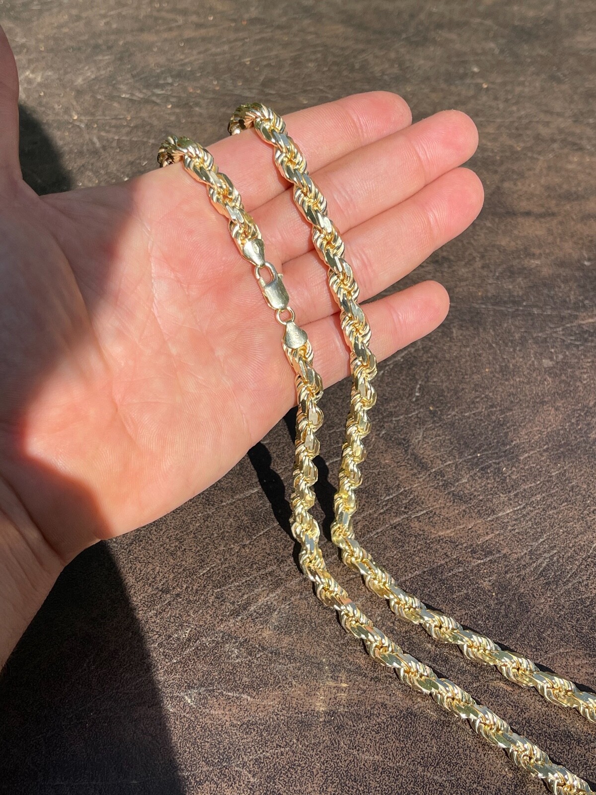 8mm Thick Rope Chain 14k Gold Plated Real Solid 925 Sterling Silver Necklace Big