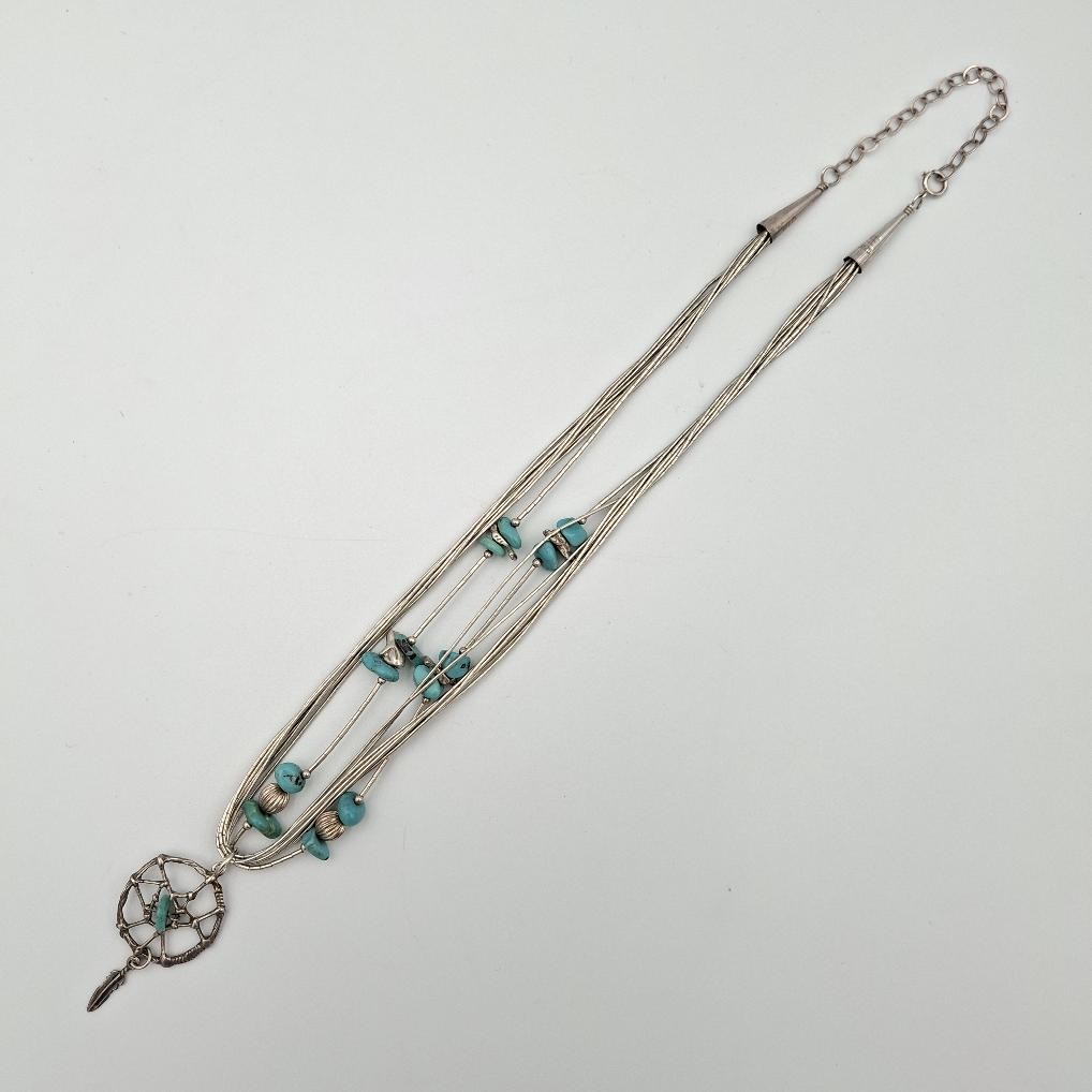 VTG Shube Dakota West Liquid 925 Sterling Silver Dreamcatcher Fetish Necklace