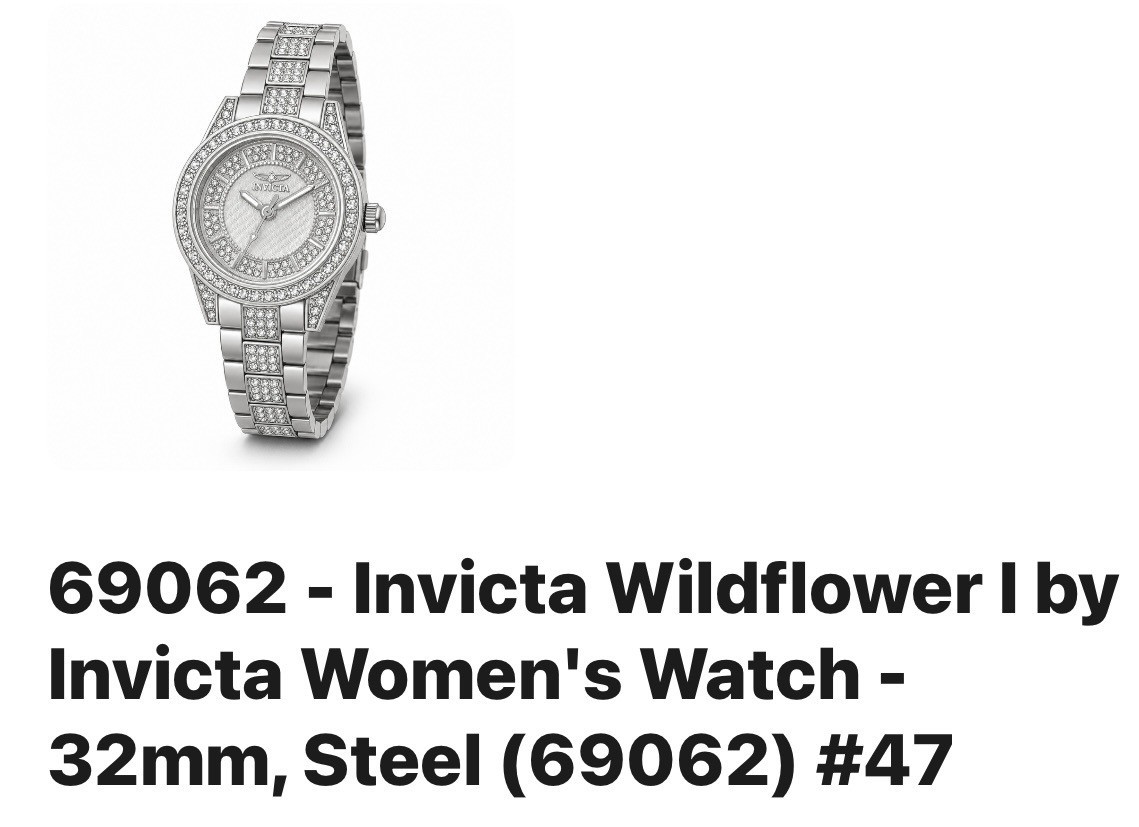 Invicta Wildflower I Women’s 32mm silver iced out crystal dress watch Retail$229