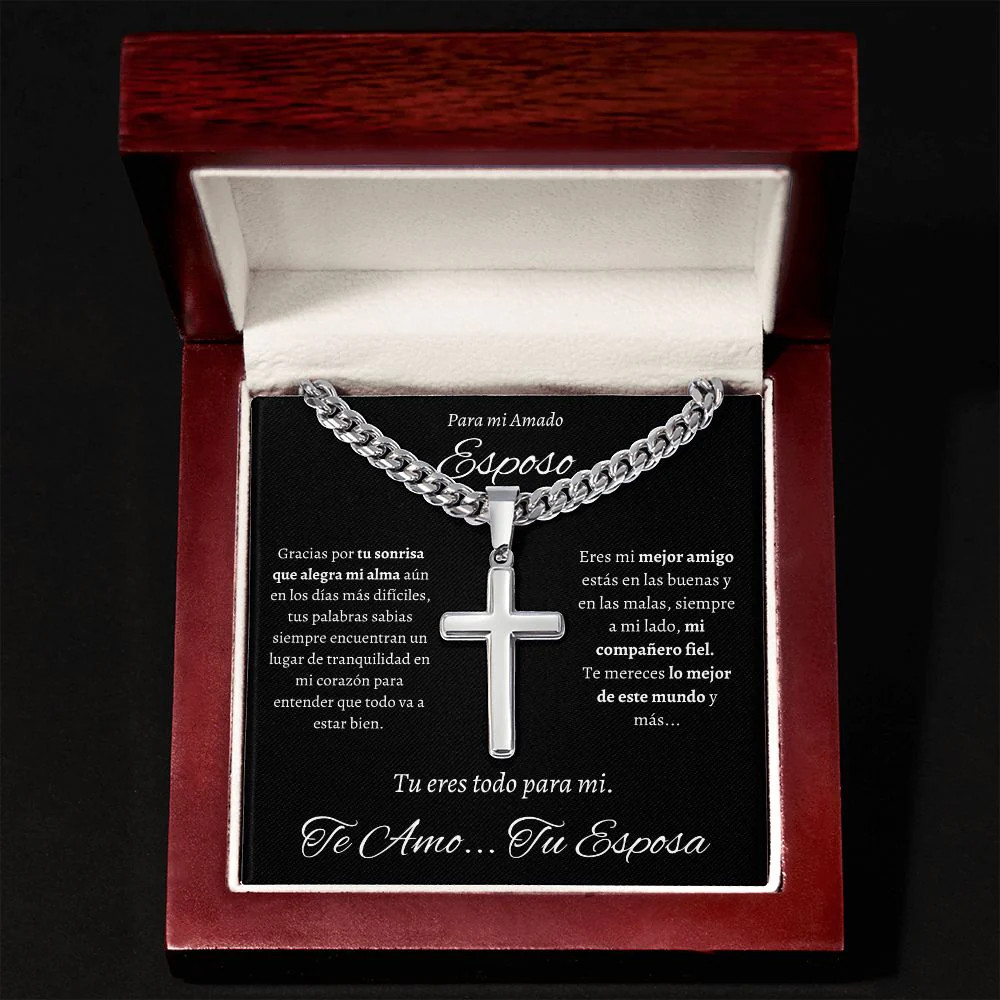 Regalo Para Hombre Collar Cadena Estilo Cubana Con Cruz Artesanal Para Hombre En