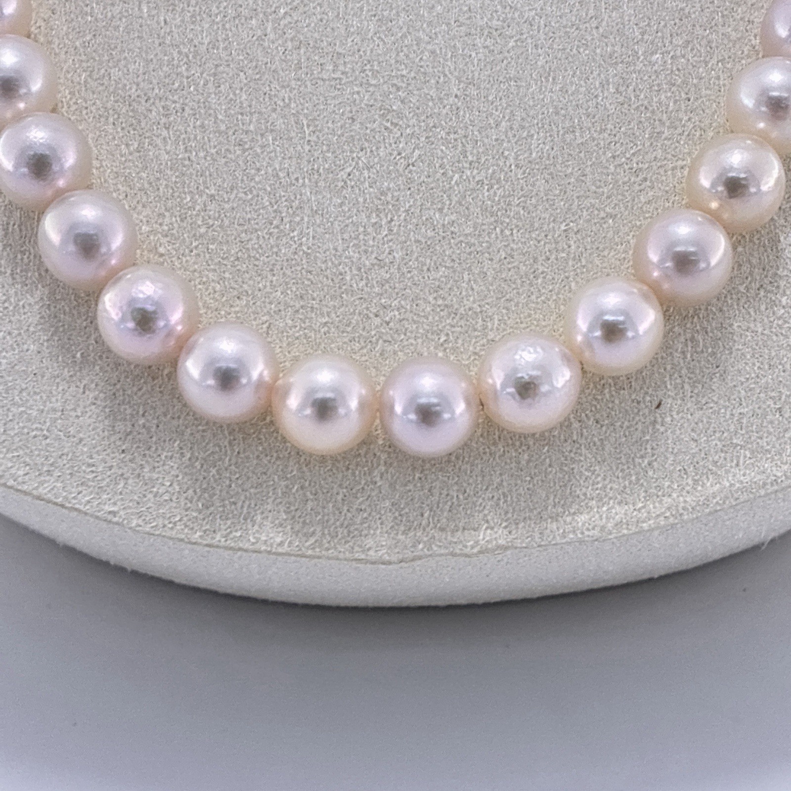 7-7.5mm Pearl Japanese Akoya White-Rose Necklace Silver 17.0″
