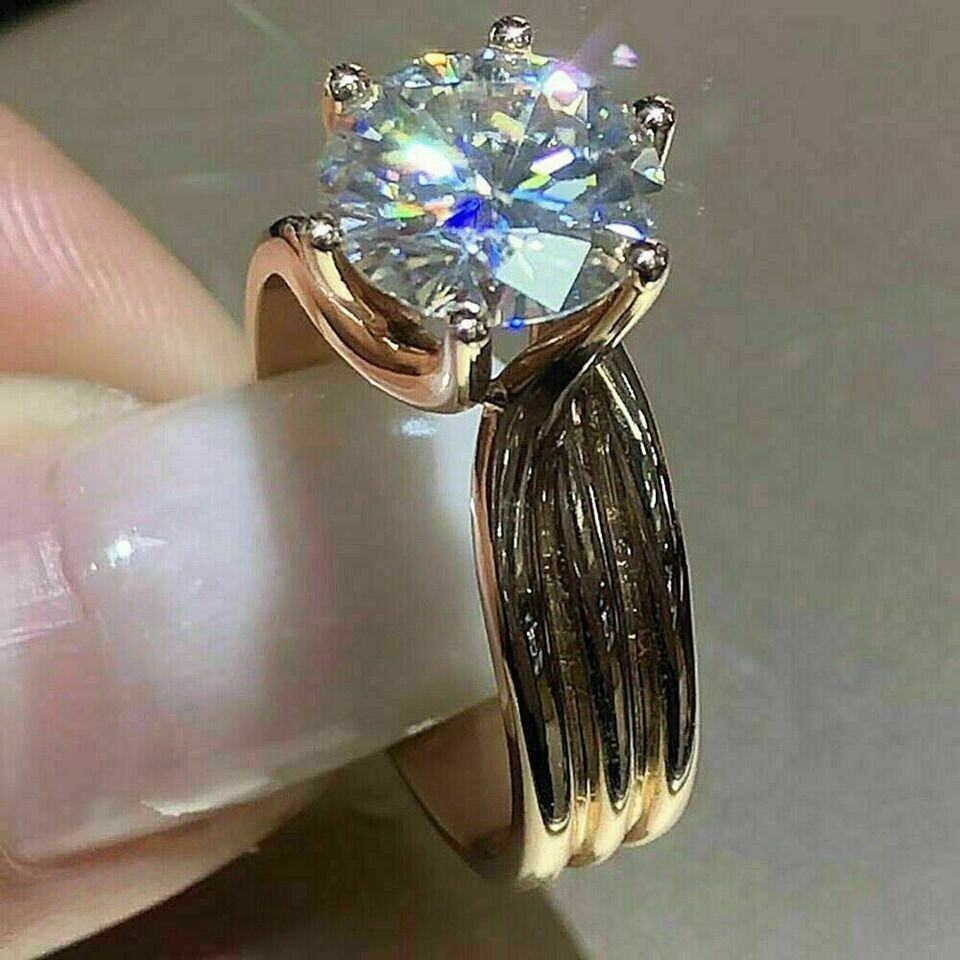 3ct Round Cut Lab Created Diamond Engagement Ring 14k Yellow Gold Finish