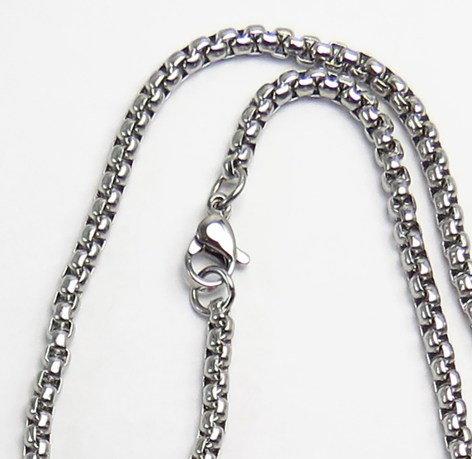 Stainless Steel Chain, Silver Tone, Box Link, Lobster Claw Clasp