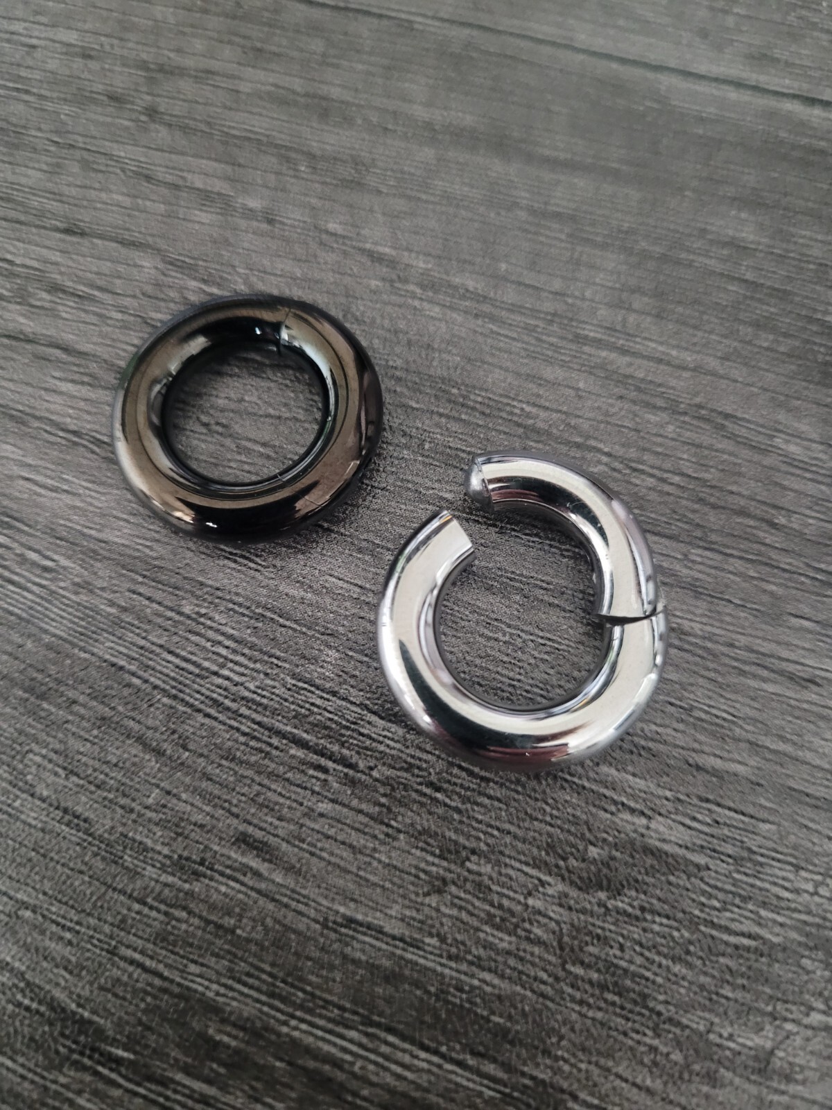 Silver Black Septum Clicker Rings Set Steel Big Gauges Stretched Nose Jewelry