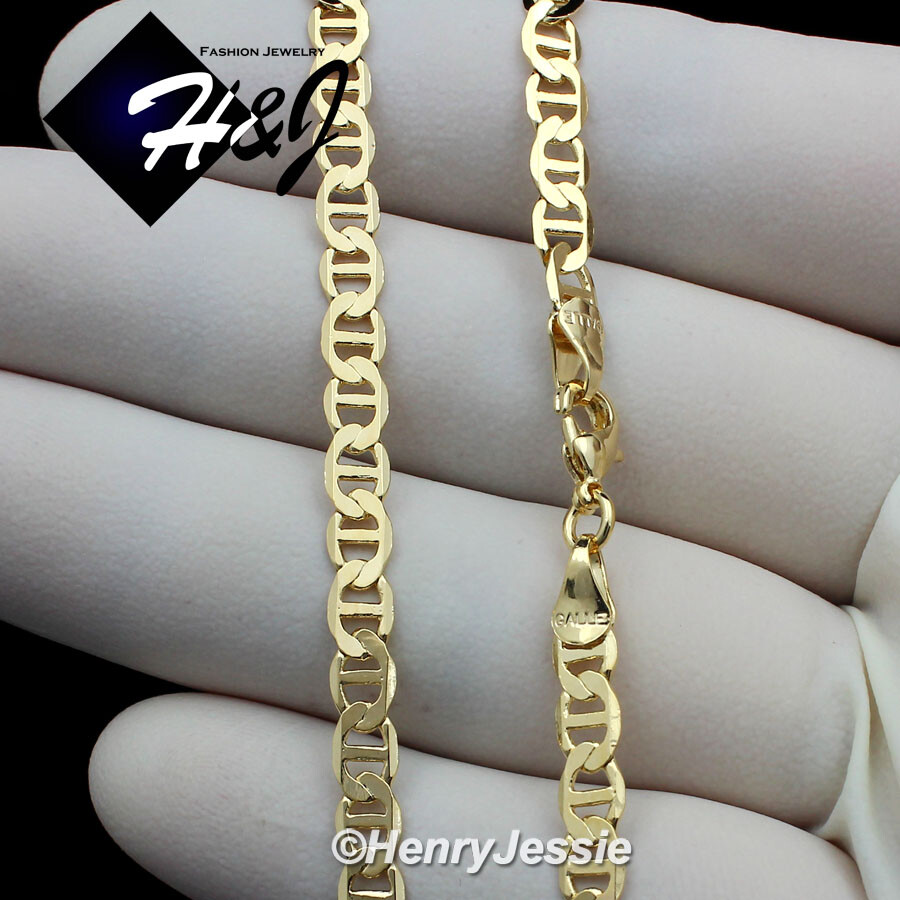 24″MEN WOMEN 18K Gold Filled 4mm Gold Puffed Mariner Link Chain Necklace*GFN2