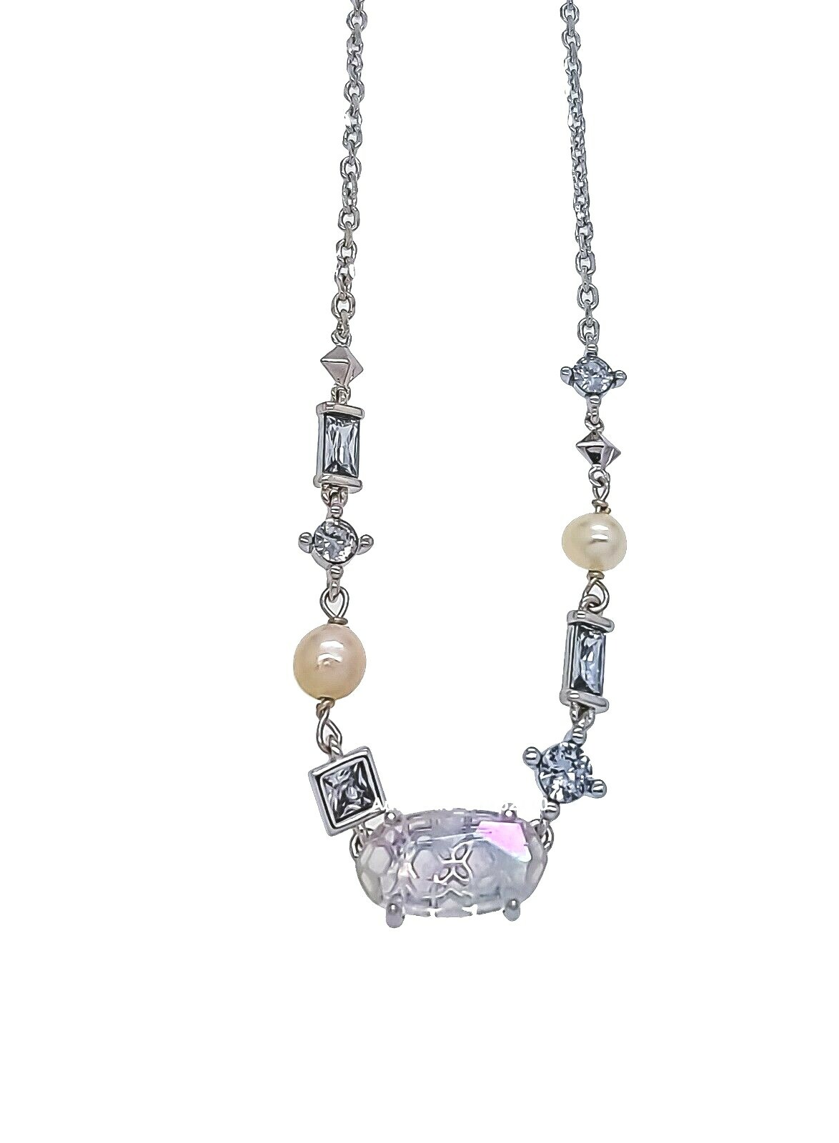 NEW Authentic KENDRA SCOTT 115 Rhodium Madelyn White Mix Strand Necklace