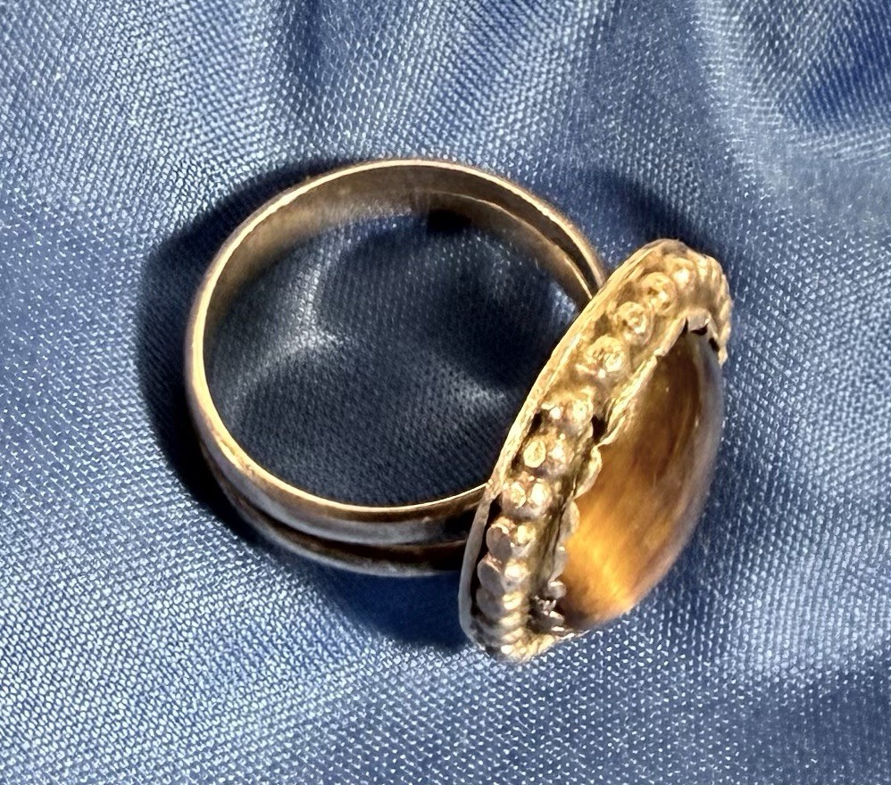 Vintage Navajo Sterling Silver Tigers Eye Statement Ring Sz 7 Native Southwest