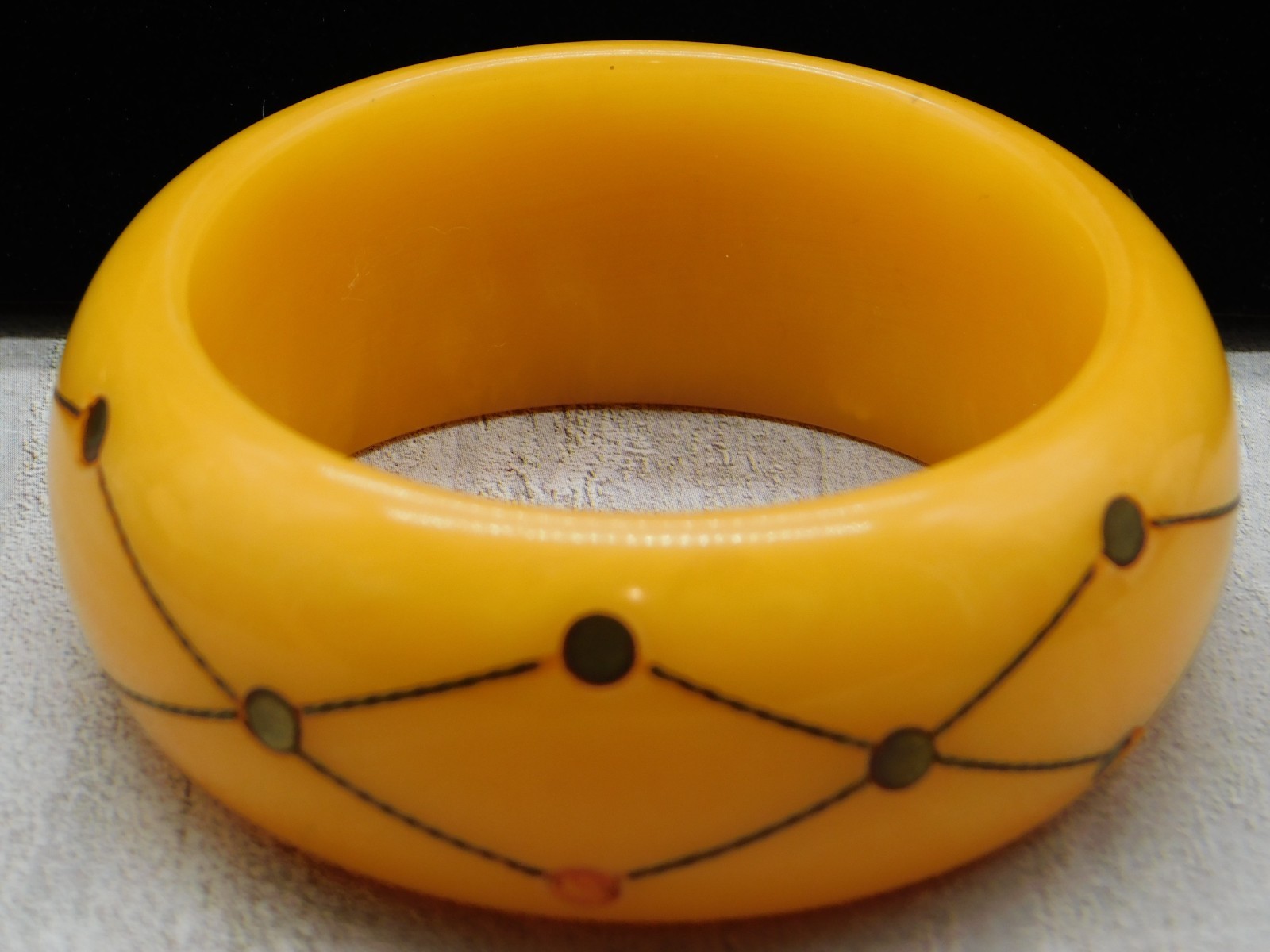 1930’s Butterscotch Bakelite Bangle Brass Injection Dot Bracelet