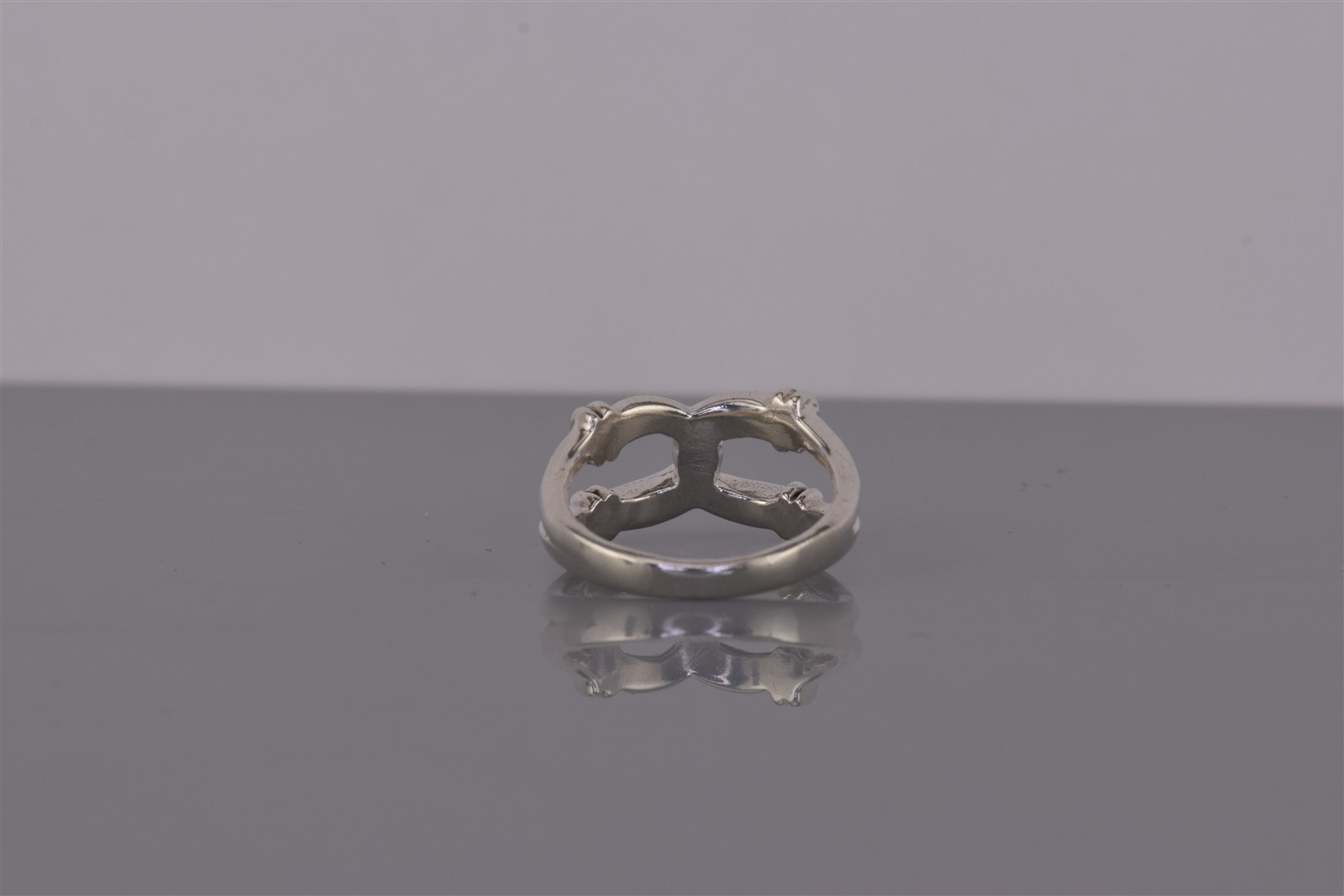 Sterling Silver 10mm Collared Looped Love Knot Solid Band Ring 925 Sz: 5