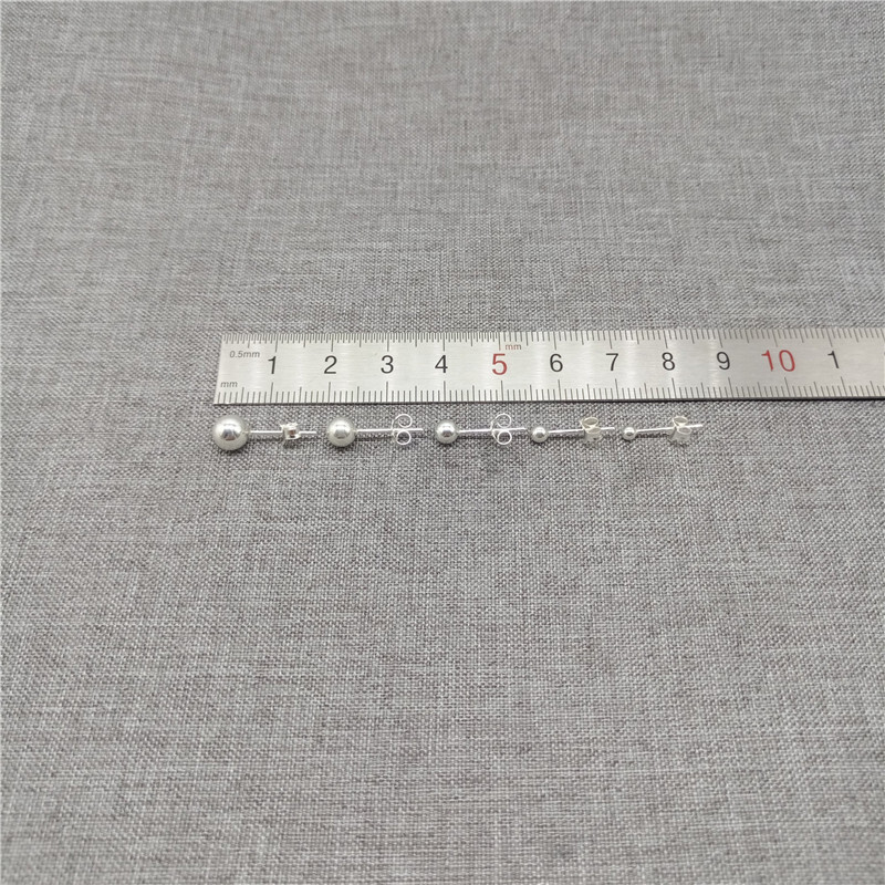 10prs of 925 Sterling Silver Ball Earring Posts 1.5mm 2mm 2.5mm 3mm 4mm 5mm 6mm