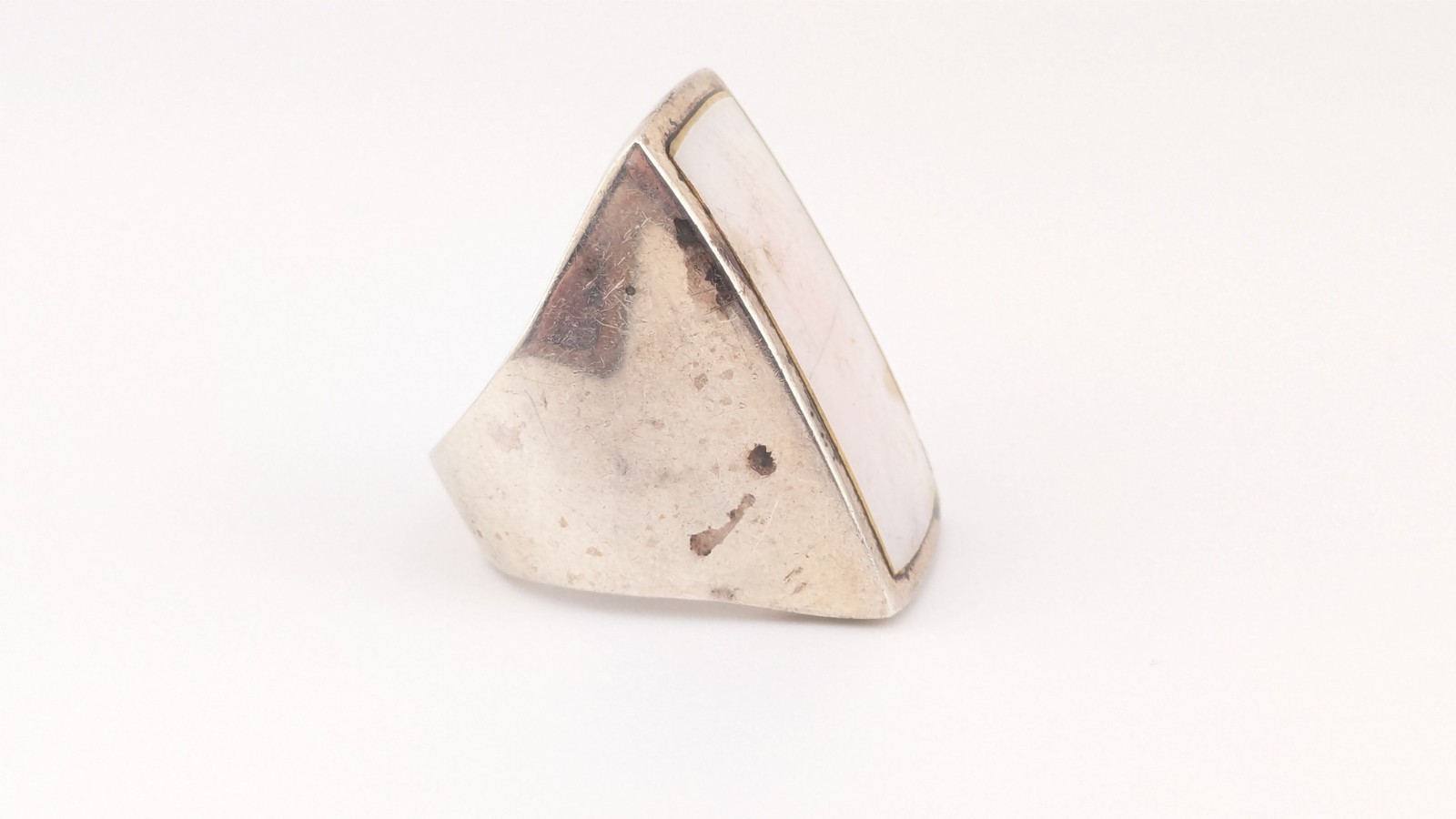 Sterling Silver Ring Rectangular Mother of Pearl AV 925 Thailand Size 7.75