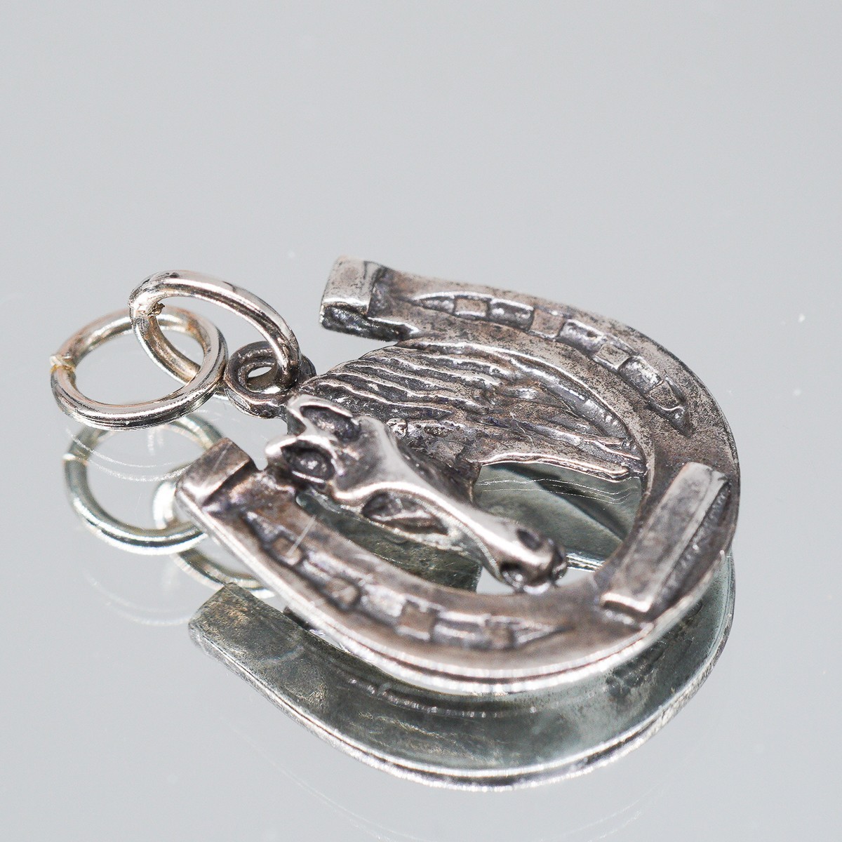 Equestrian Horse Horseshoe Charm Pendant Sterling Silver 925 Western | 3.08g