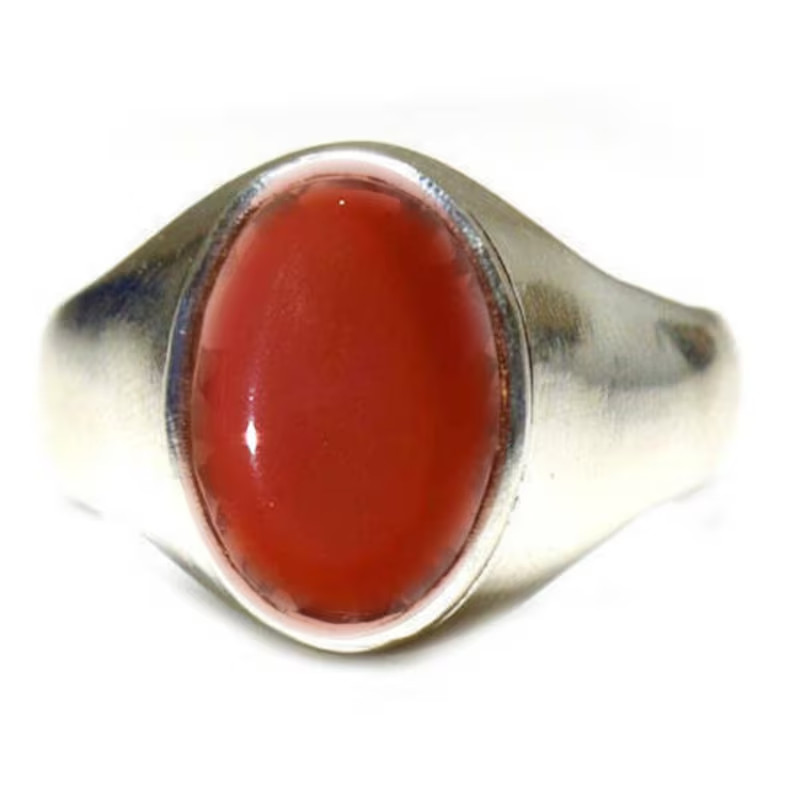 Solid 925 Sterling Silver Natural Red Carnelian Gemstone Gift Men’s Unisex Ring