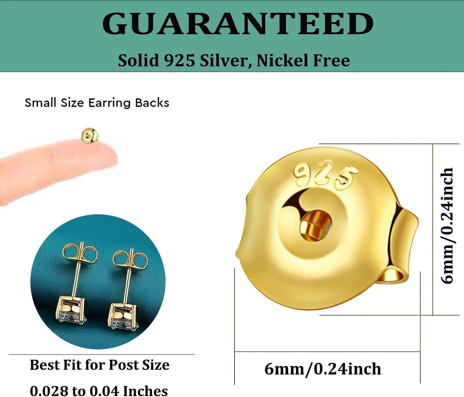 14k Gold Replacement 6 Pair Screw Back for Stud Earrings Top Quality Backs
