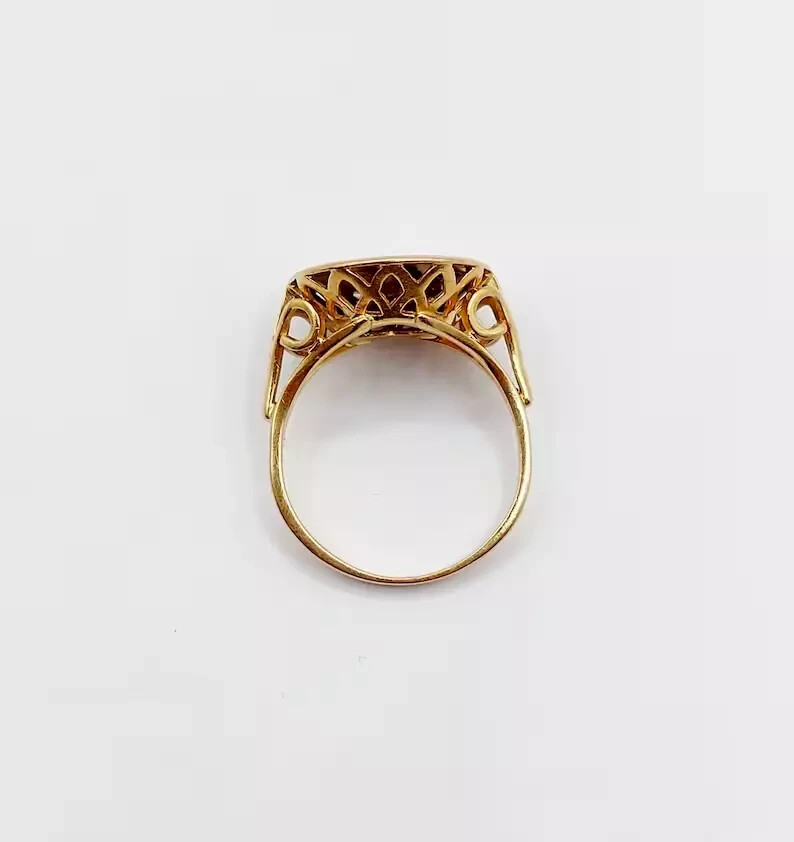 0.20Ct Baguette Lab Created Ruby Love medal AUGIS Ring 14K Yellow Gold Plated