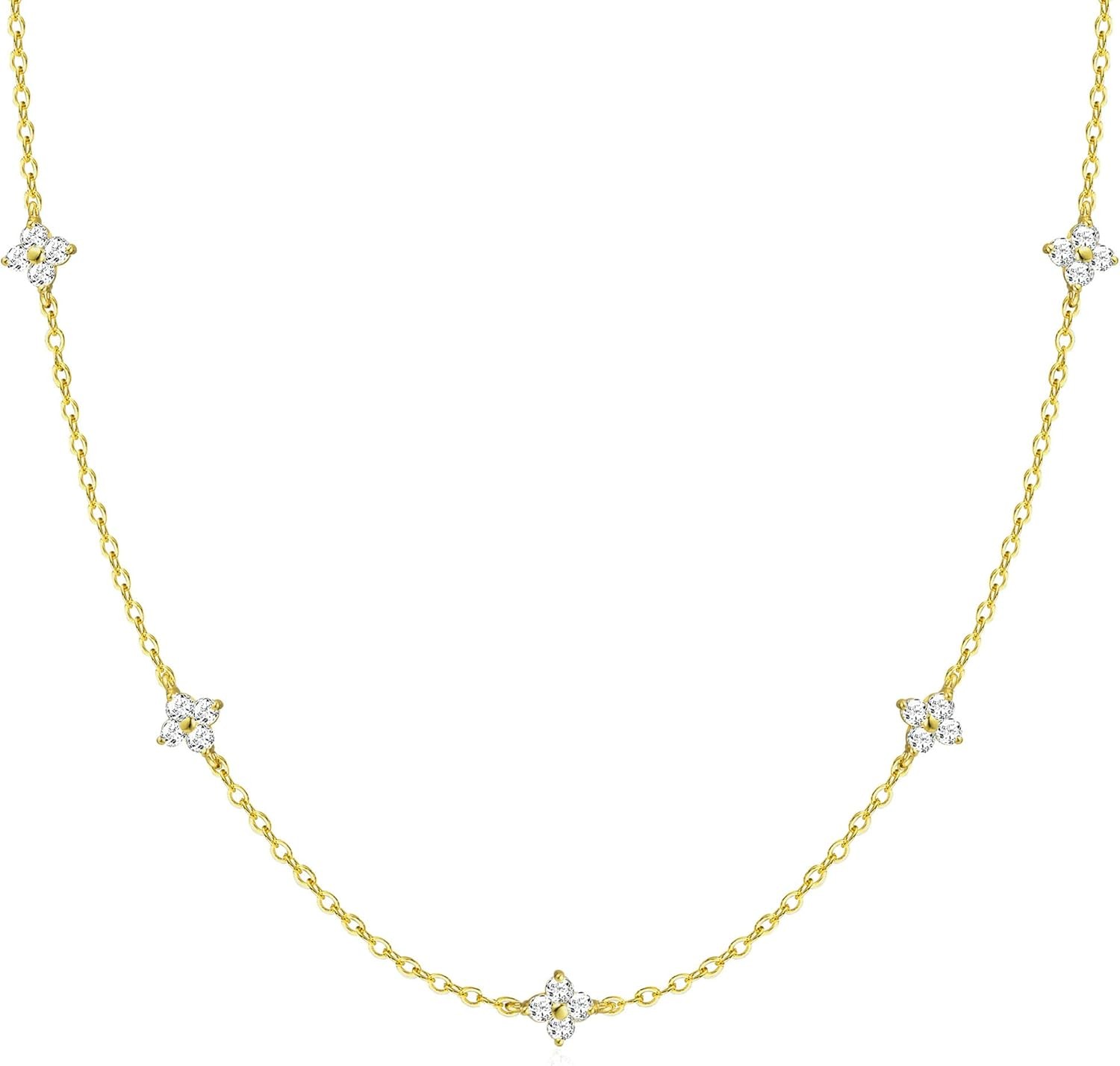 FUNEIA Dainty Silver Gold Necklaces for Women Trendy Non Tarnish 14K Gold Plated