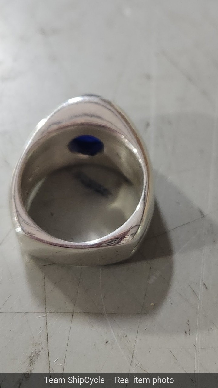 without packaging MJG STERLING SILVER MENS RING12 X 10mm LAB CREATED BLU G2U
