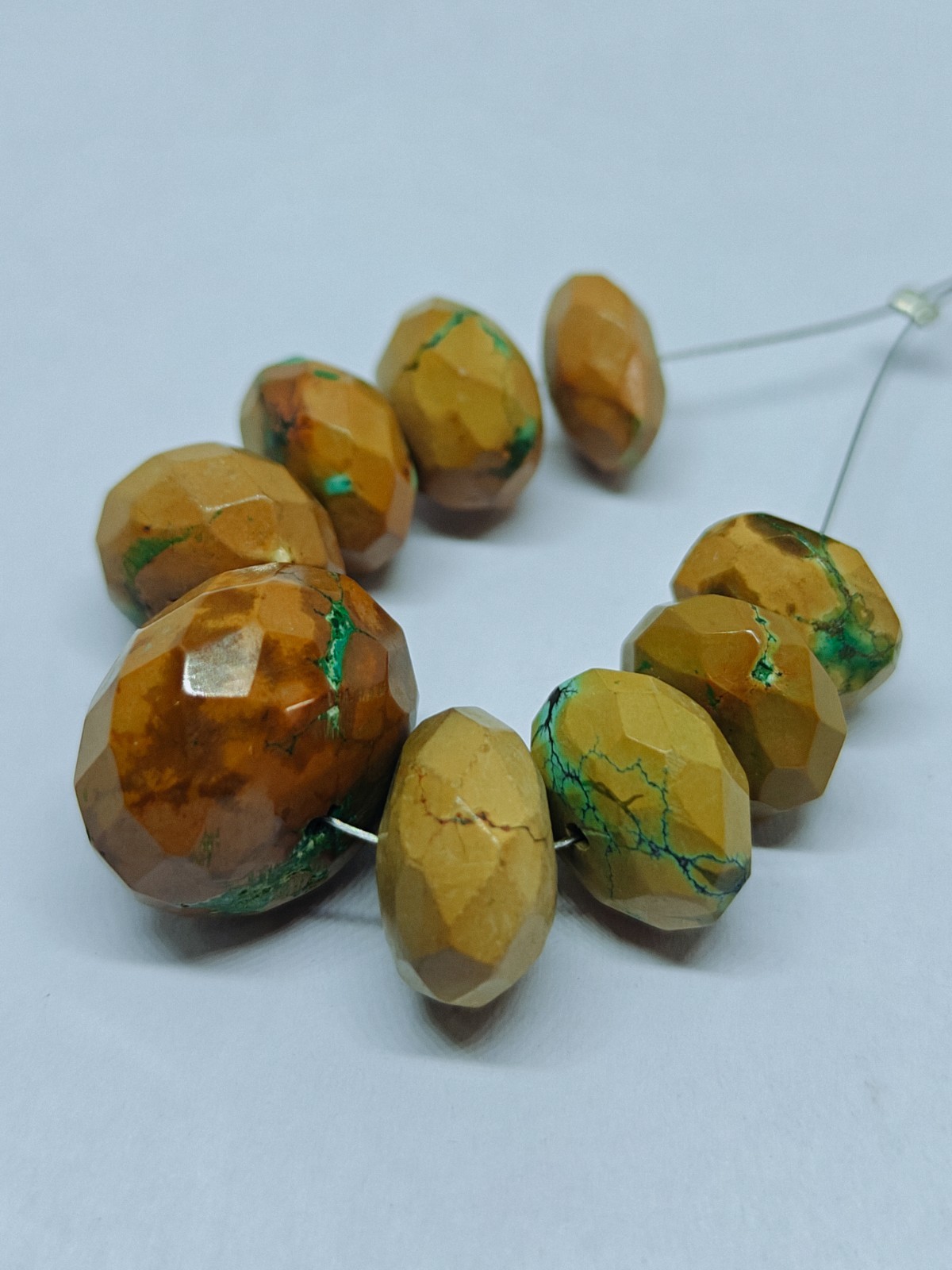 Hubie Turquoise Faceted Rondelle Beads Loose Green Gemstone For Jewelry Supply