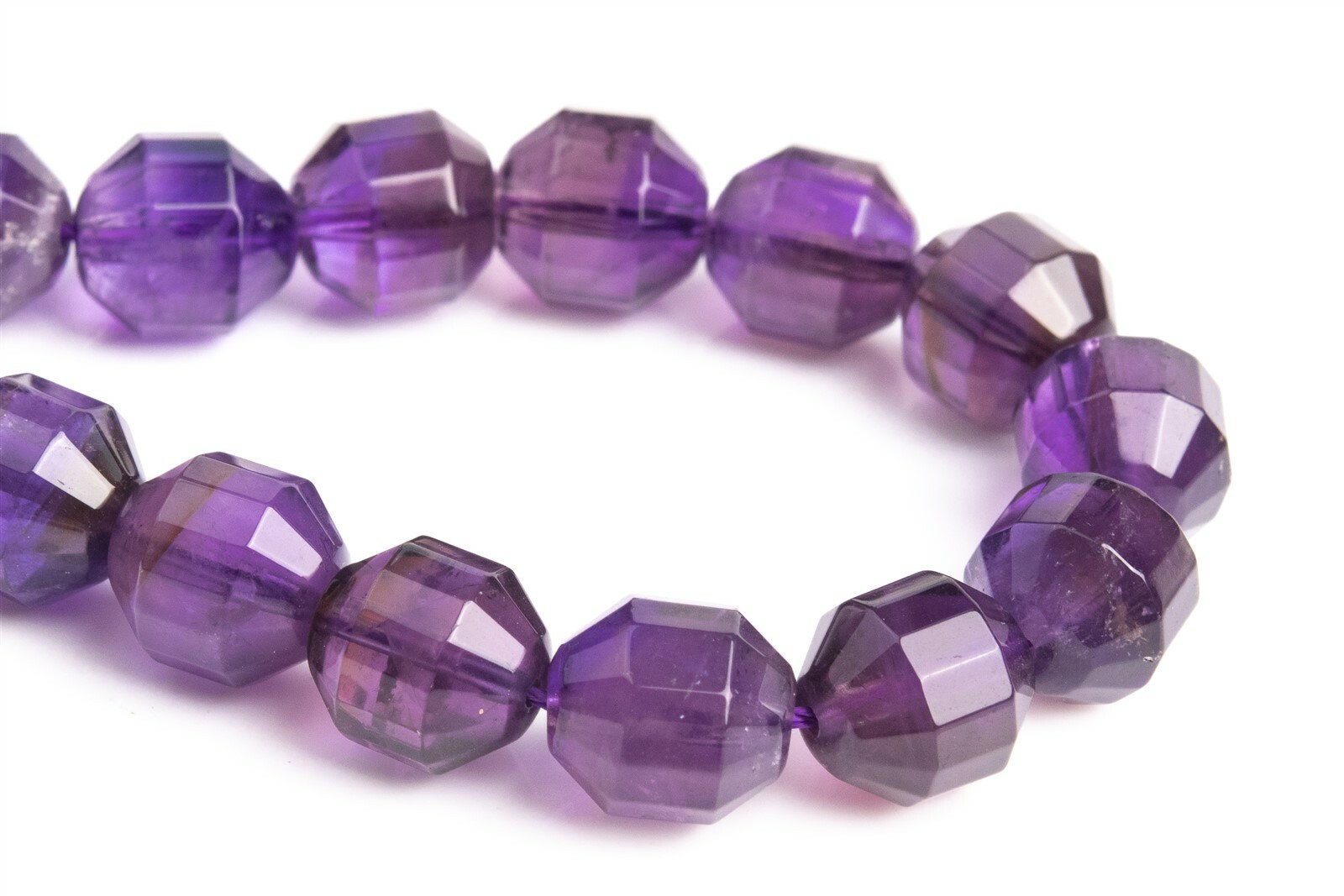 9-10x9MM Amethyst Faceted Bicone Barrel Drum Grade AA Genuine Natural Loose Bead