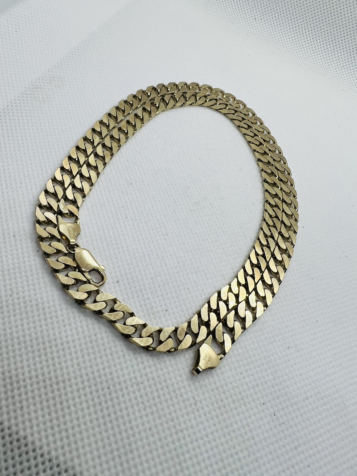 Gold Flat Curb Chain Necklace, 22”,6.5mm Wide,2mm Thick,Heavy 43.5 Grams, 10K YG