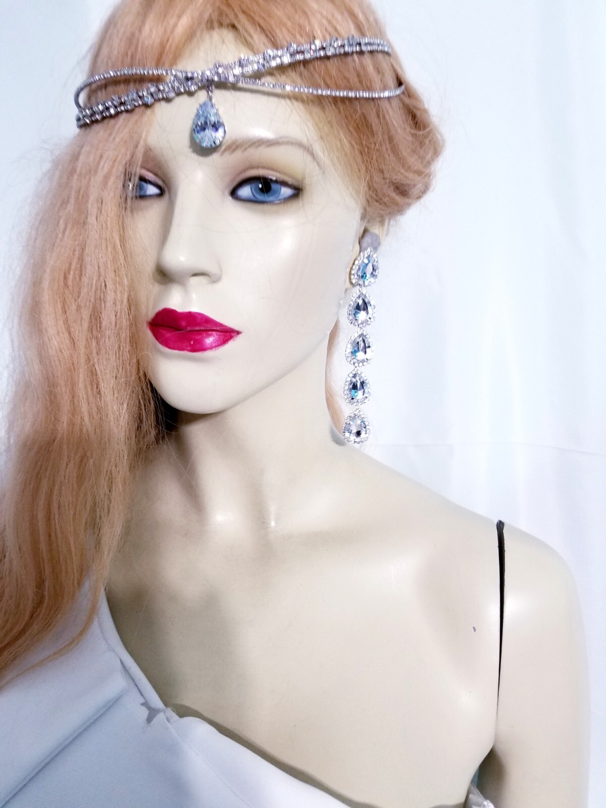 Bridesmaid Drop Dangle Chandelier Earrings 4.8 in Clear Rhinestone Pageant Prom