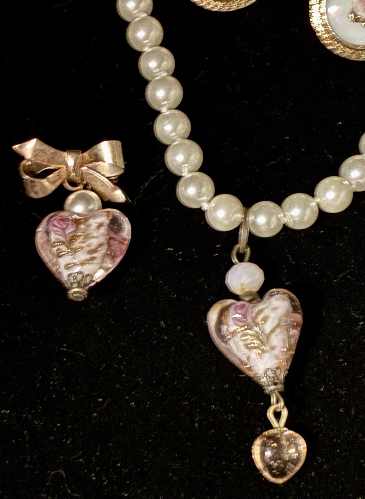 Vintage Romantic Jewelry Lot 1928 NOS Brooch Rose Earrings Pearls Necklace Etc