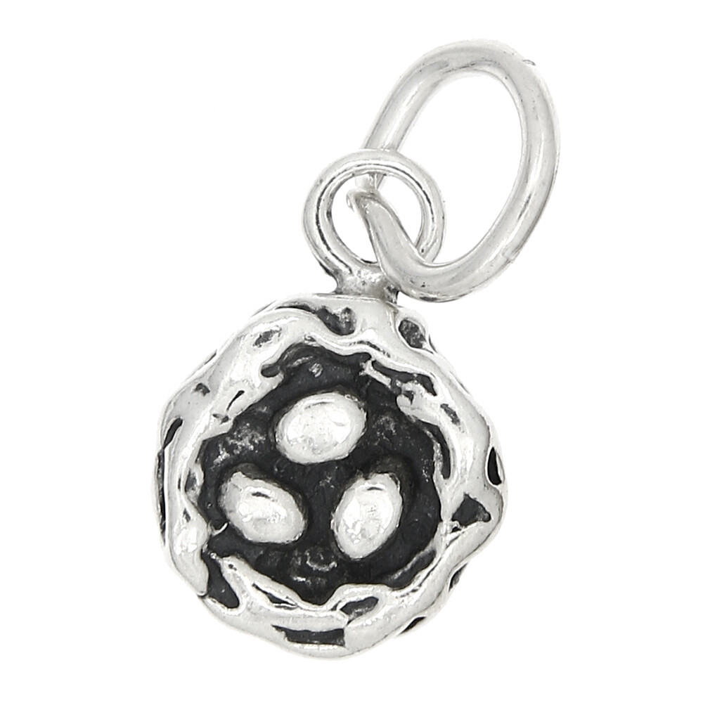 Sterling Silver Bird’s Nest with Eggs Charm or Pendant