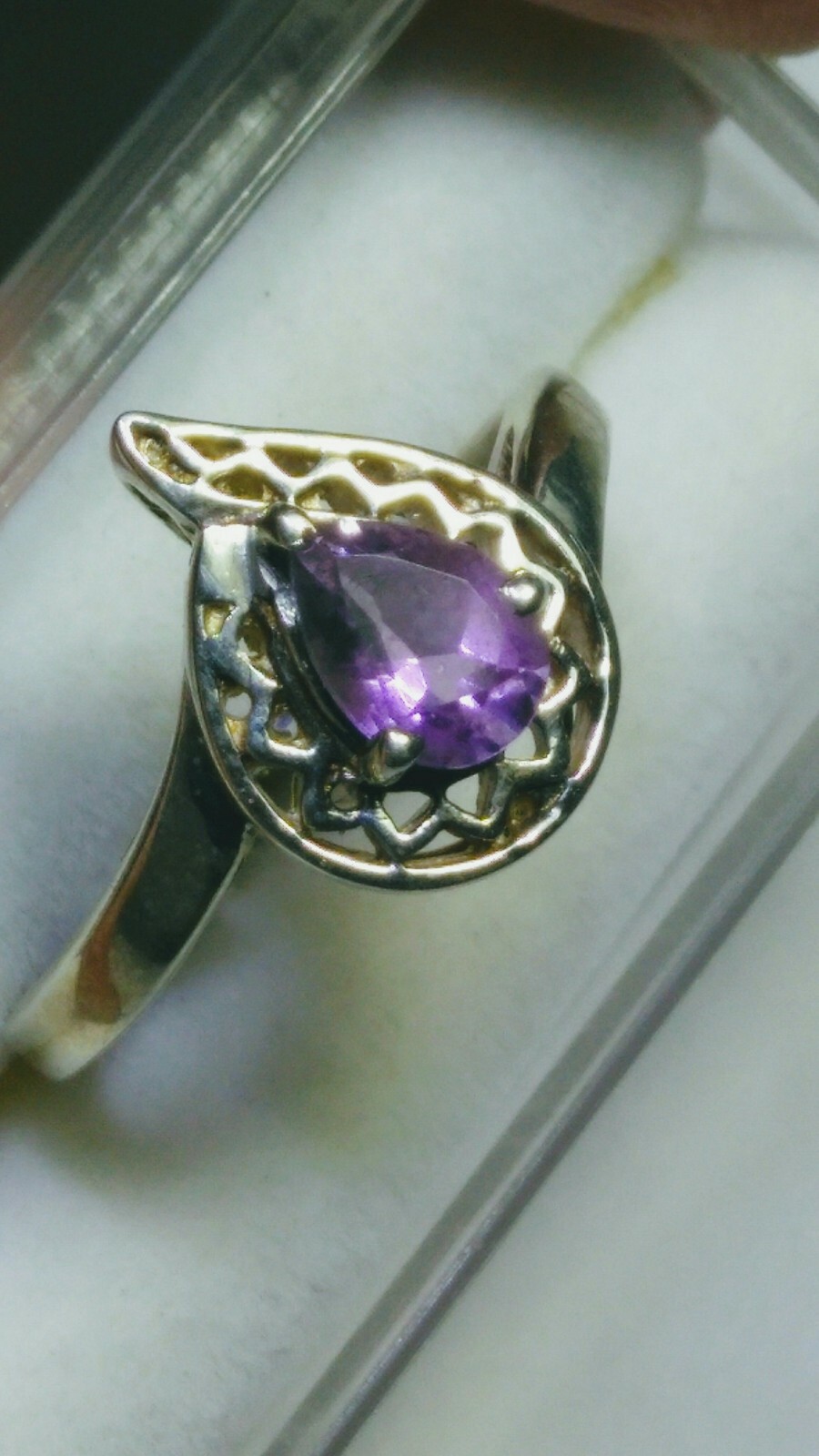 LOVELY NATURAL AMETHYST IN.925 STERLING SILVER DESIGNER RING IN SIZE 9.0-9.25!