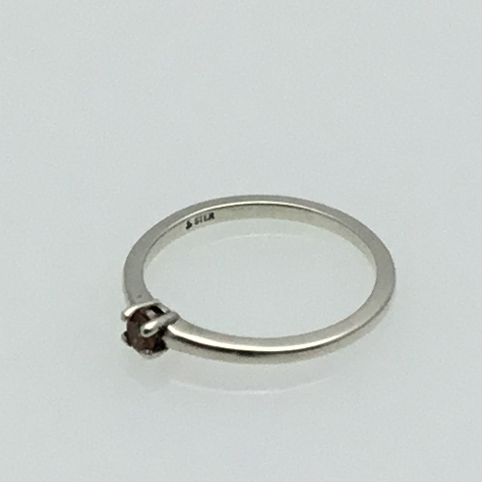 Sterling Silver Spessartine Garnet Ring Sz 6.5 Round 3mm Stackable Stuller