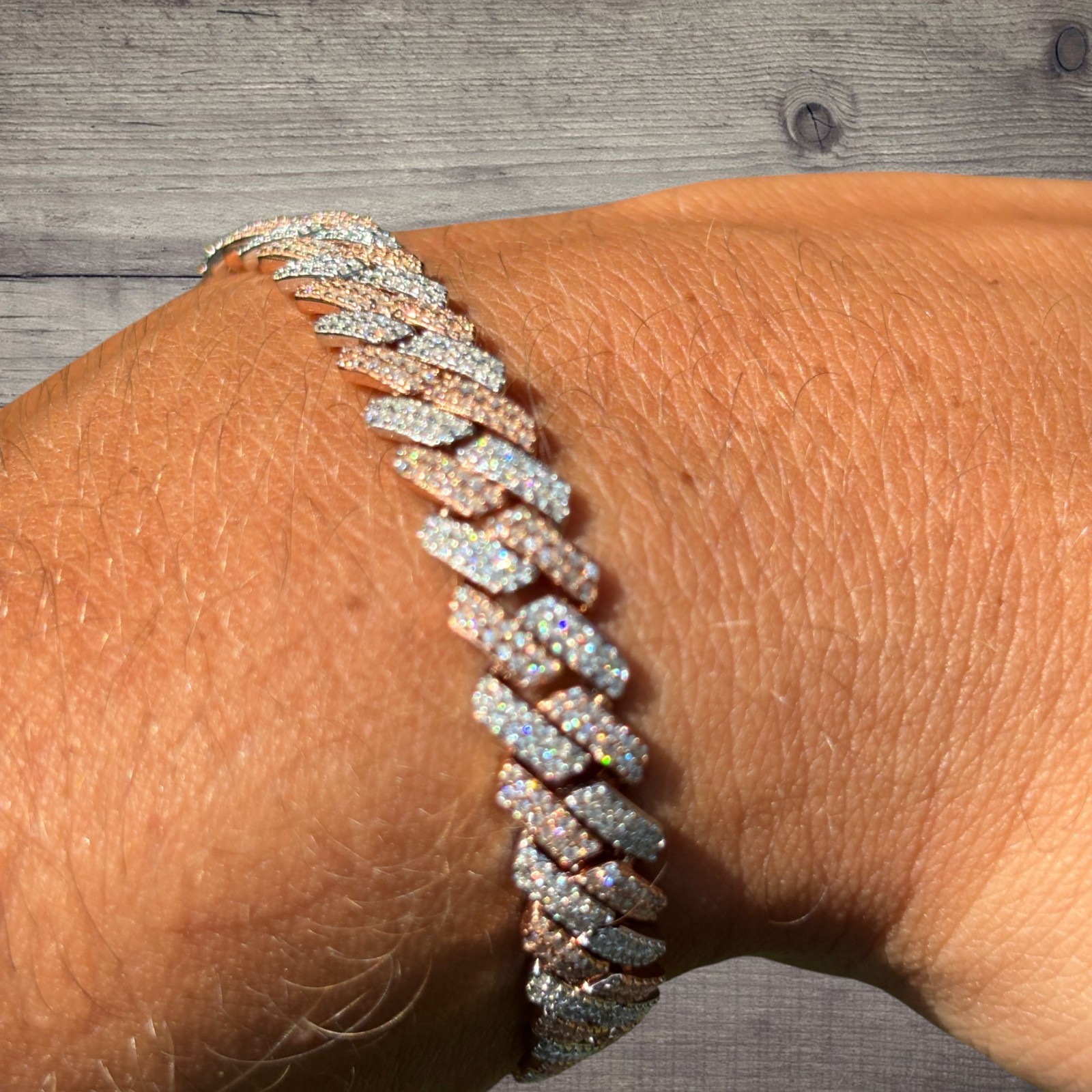 8mm Moissanite Cuban Prong Bracelet – 925 Sterling Silver or 14k Gold/Rose/Black