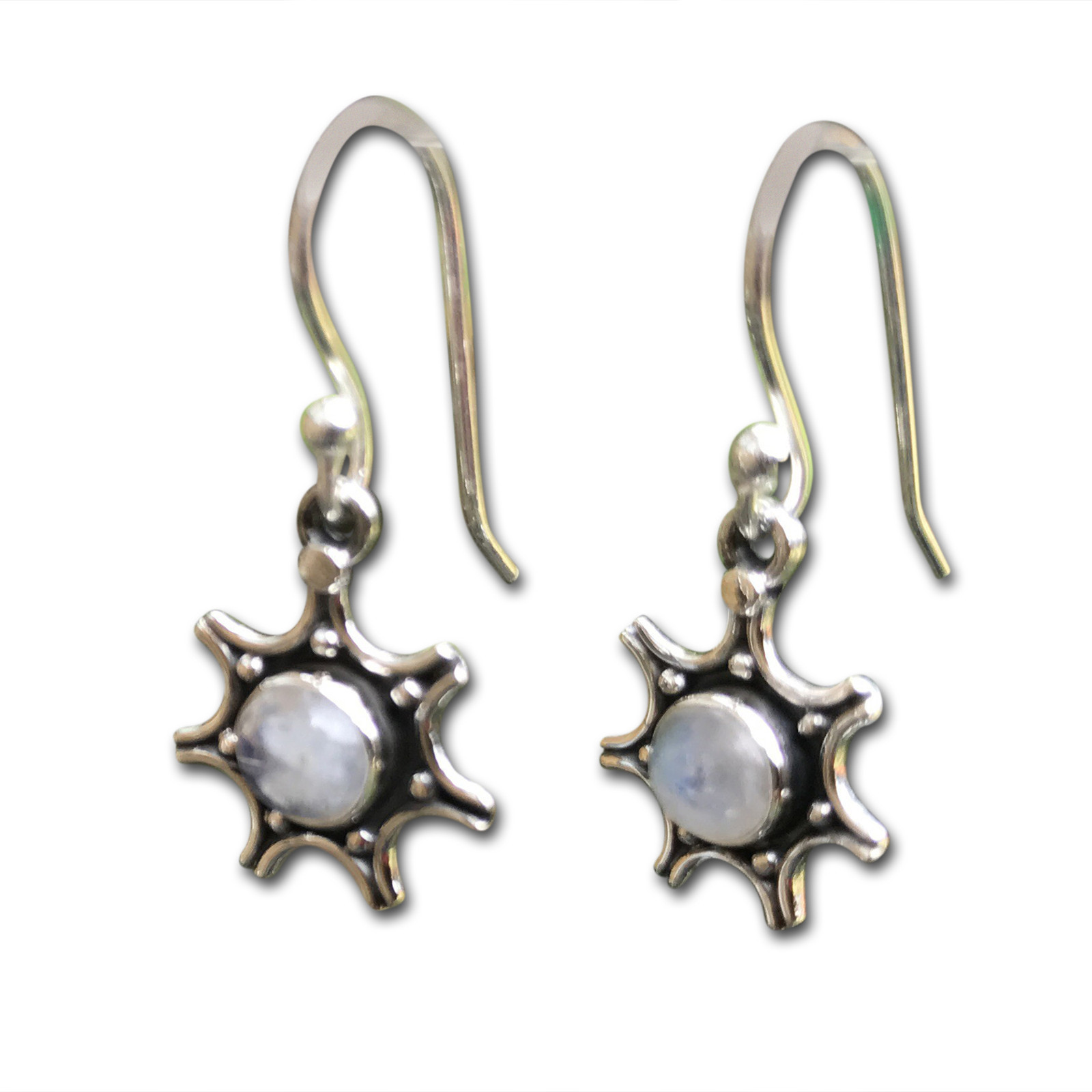 Sun Motif Moonstone Earring Nickel-Free 925 Sterling Silver – Free UK Delivery