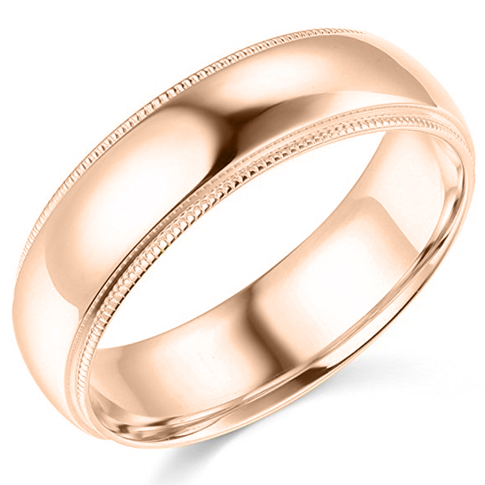 10K Rose Gold 2mm 3mm 4mm 5mm 6mm Comfort Fit Men Women Milgrain Wedding Band