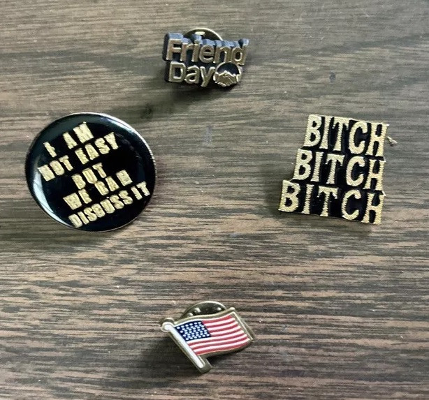 Vintage Badge Pin Pinback Buttons 1980s Lot Of 4 Gag Funny Sarcastic