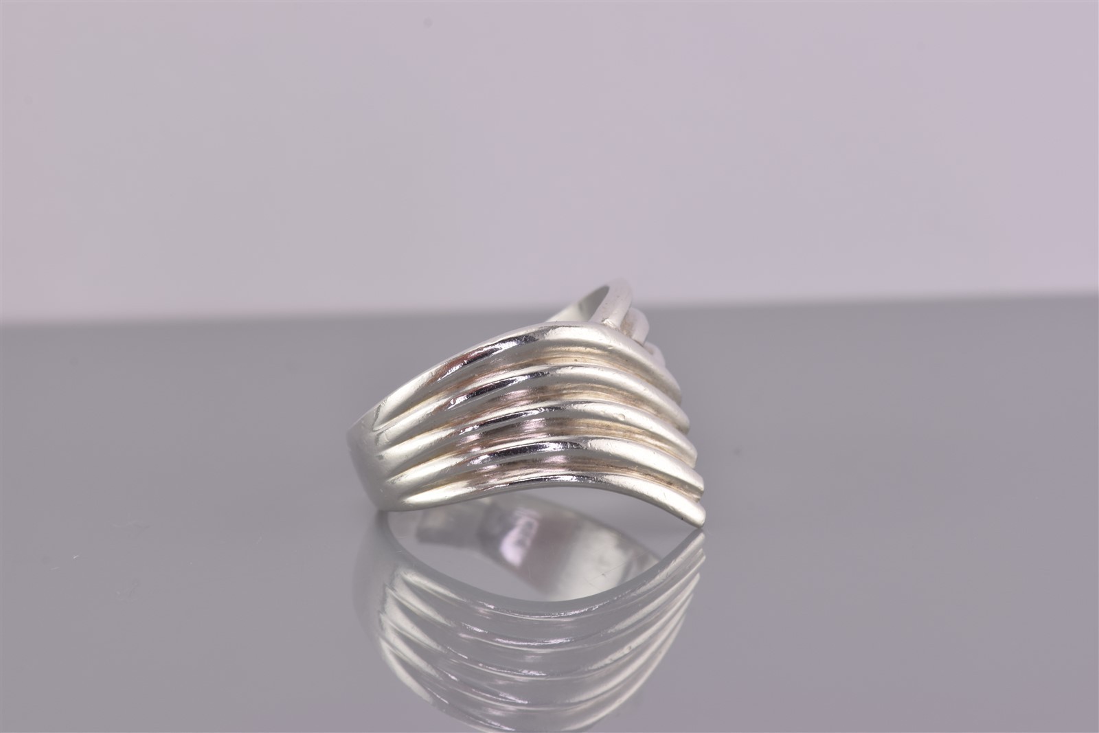 Sterling Silver 15mm Wrap Around Rippled Chevron Band Ring 925 Sz: 7