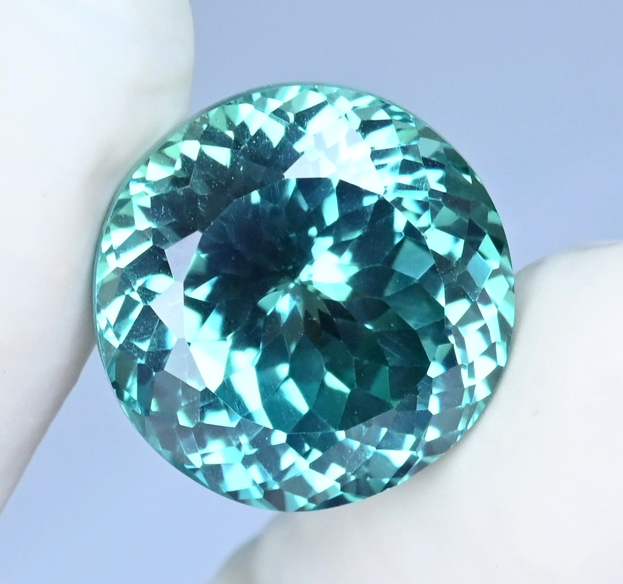 26.75 Ct Natural Green-Blue Serendibite Certified Flawless Round Loose Gemstone
