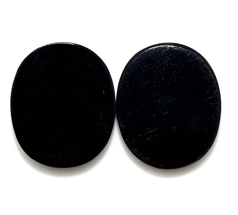 Natural Black Onyx Oval Flate Cut Pair 12×10 mm 6.36 CTS Loose Gemstones