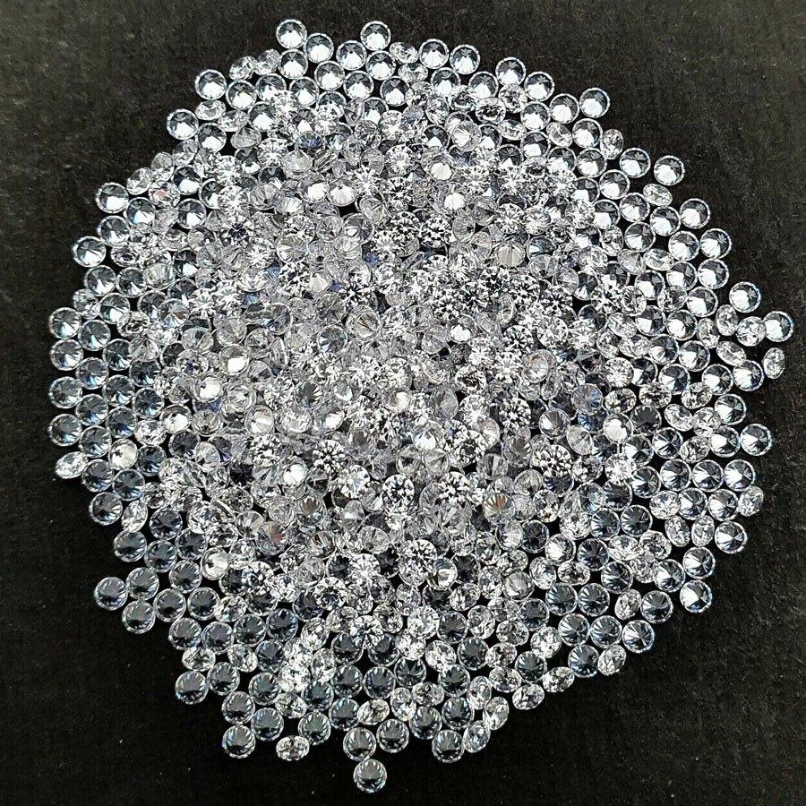 VVS 500 Pcs Natural White Topaz 1mm Round Diamond Cut Calibrated Gemstones Lot