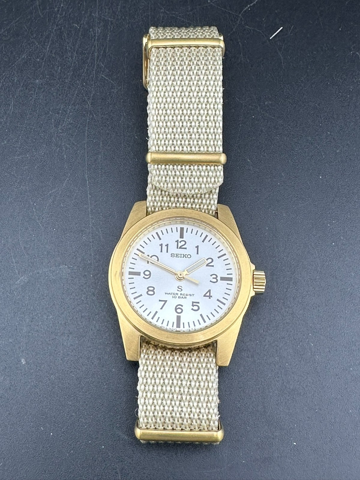 Seiko SUS Nano Universe Men’s Silver Dial Gold Tone 35mm Quartz Watch 7N01-0KL0