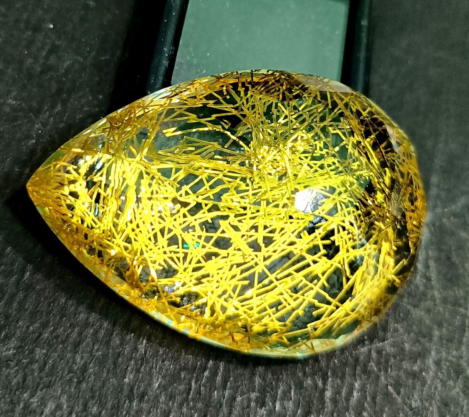 EGL Certified 144.60 Ct PEAR Cut Natural Yellow Rutilated Quartz Loose Gemstone