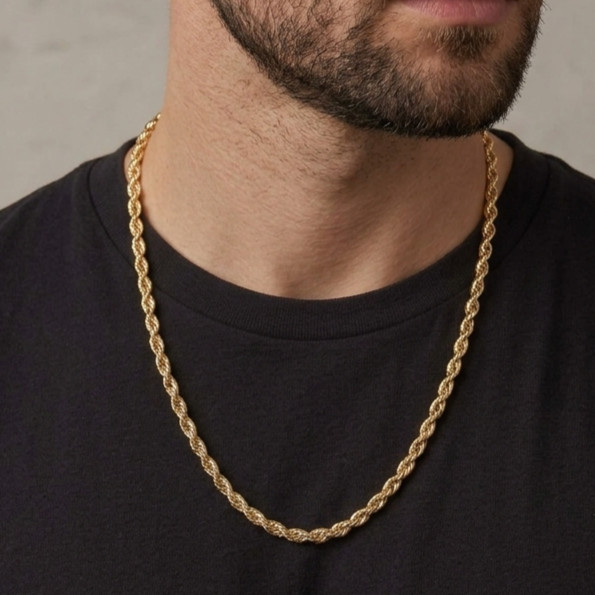 14K Yellow Gold, 4mm Rope Chain – Diamond Cut, 16″-24″