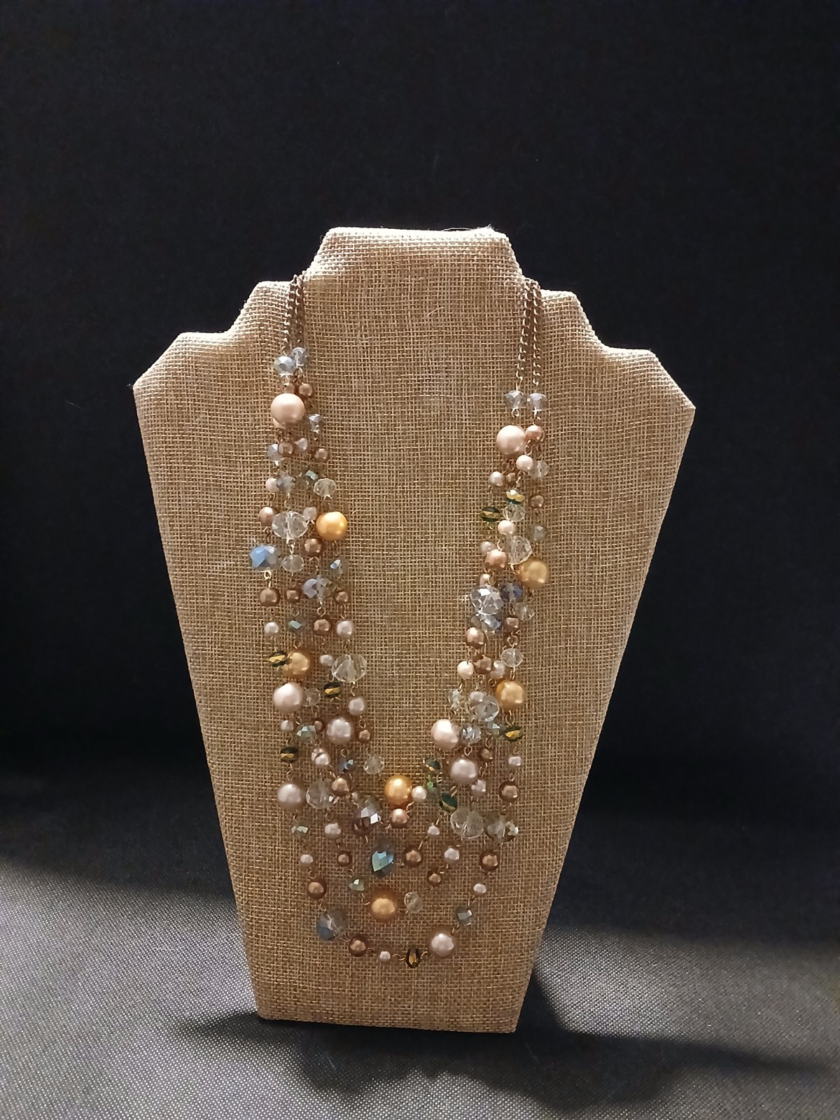 Ladies Fashion Necklace Goldtone Beaded