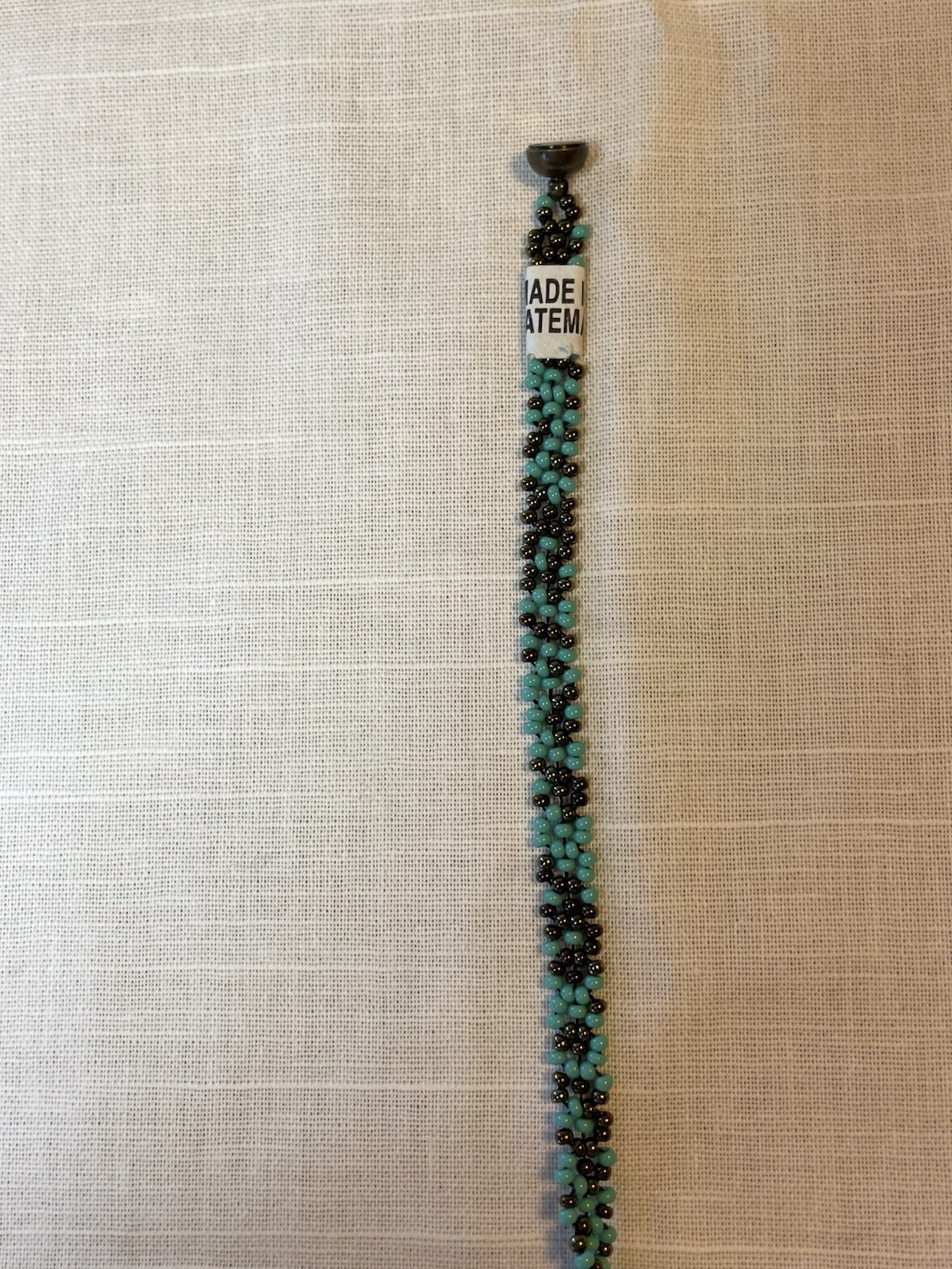 DNA Double Helix Necklace Handmade in Guatemala Czech Glass Beaded Turquoise 24”