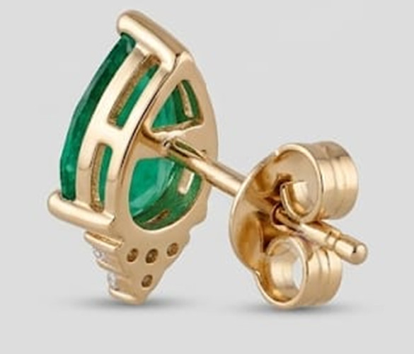 2ct Pear Simulated Green Emerald/Diamond Stunning Stud Earring Rose Gold Plated