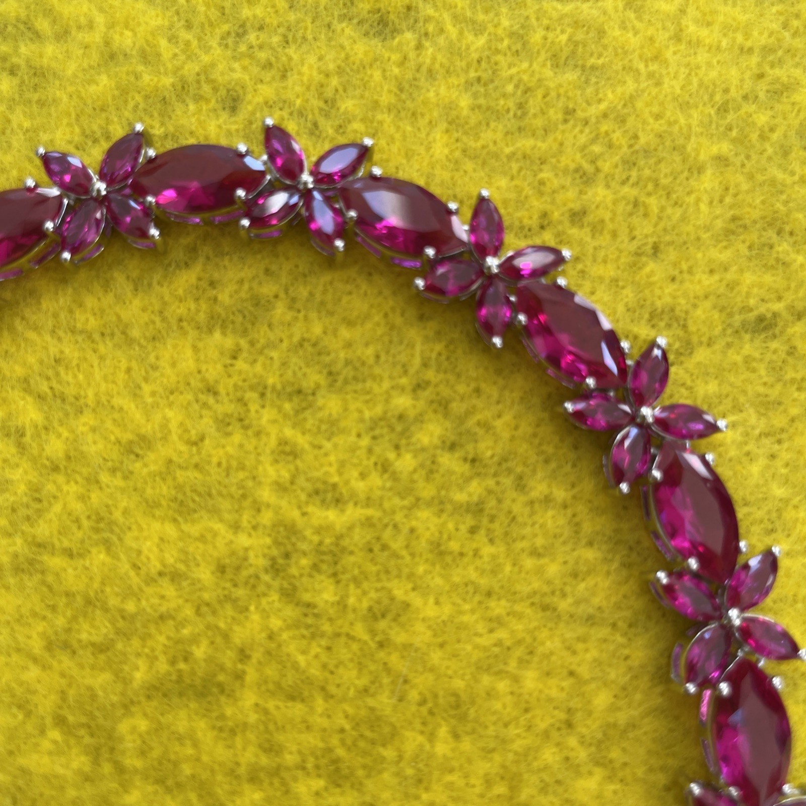 24.76 CTW 7.2” Lab Created Marquise Ruby & 925 Silver Bracelet – 21 Grams