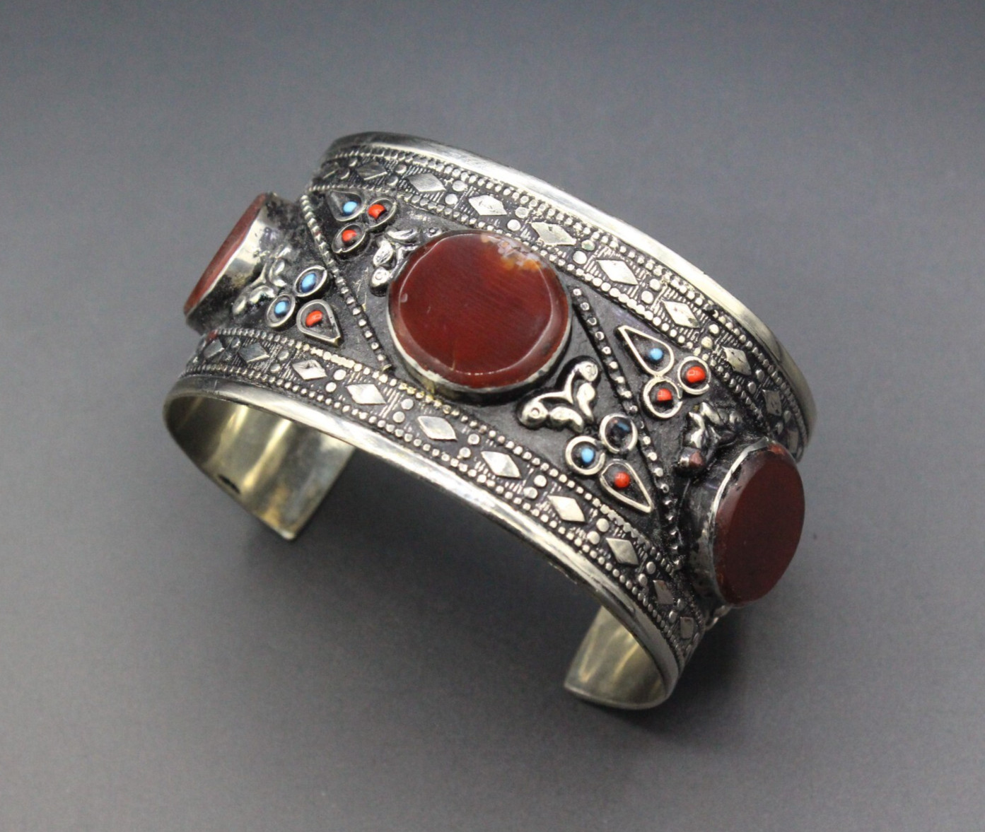 Afghan Cuff Bracelet, Carnelian Stones Cuff Bracelet, Boho Cuff Bracelet #B09